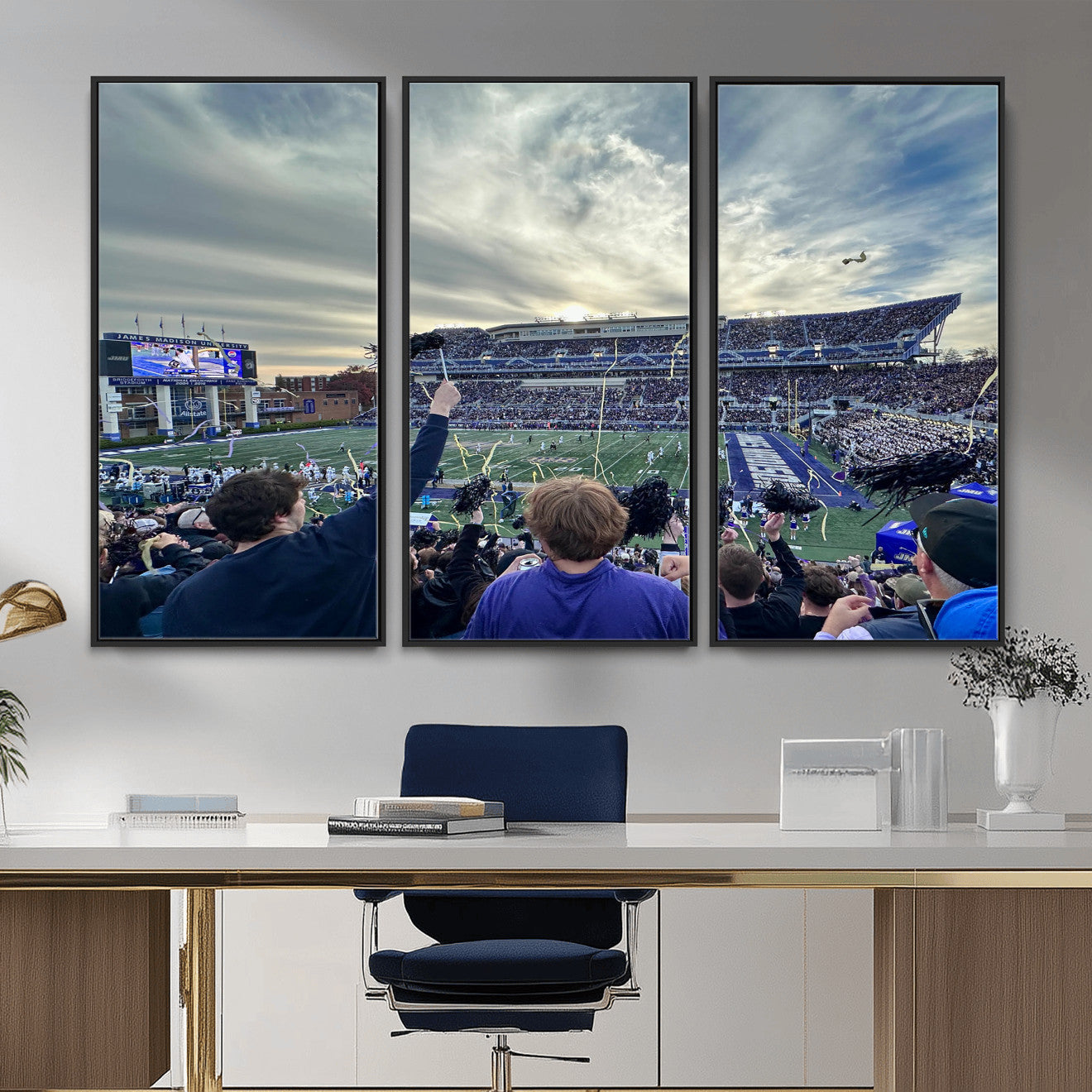 400867JMU-MGV-CV-36X24 - JMU Stadium Wall Art Canvas Print for Game Room Decor - James Madison University Stadium