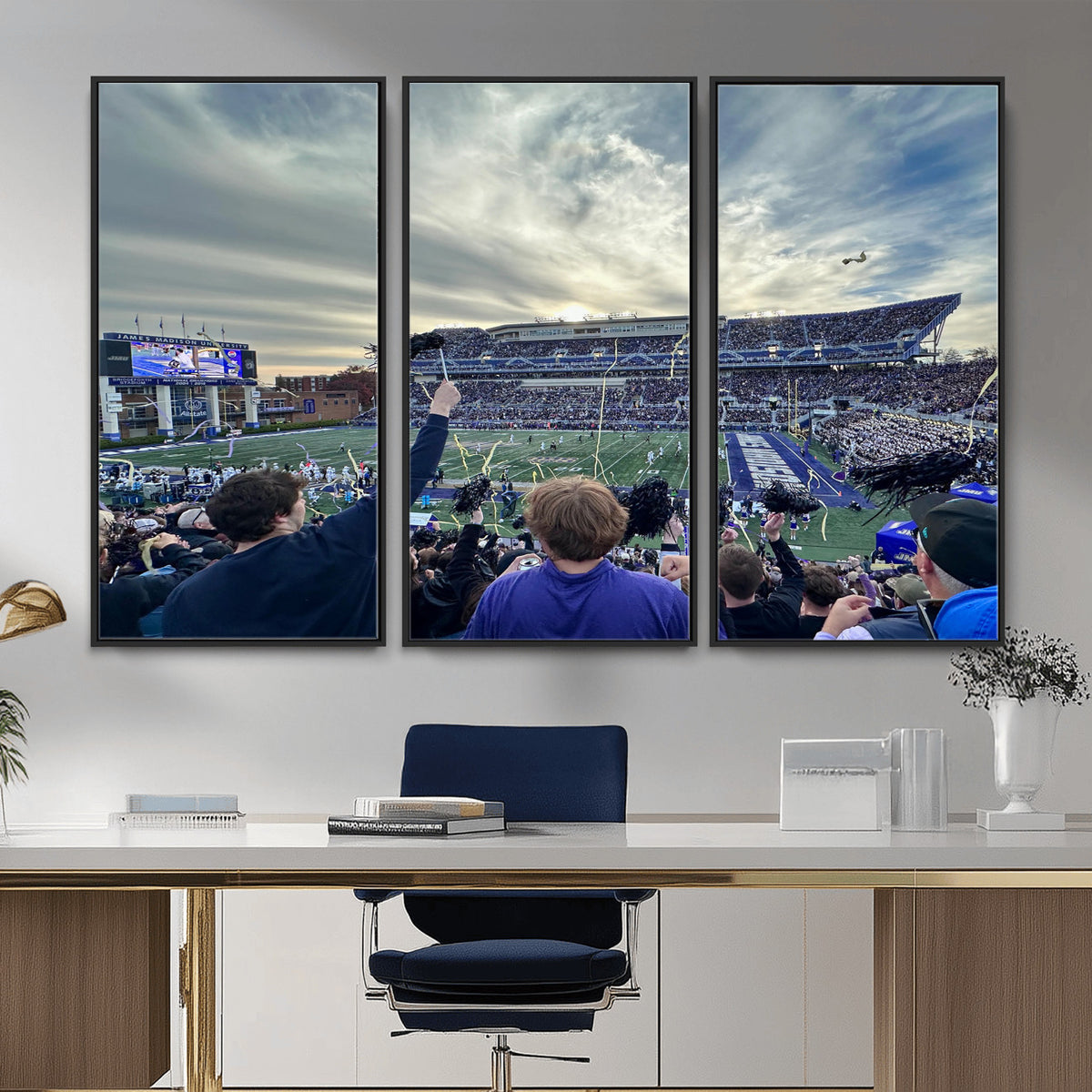 400867JMU-MGV-CV-36X24 - JMU Stadium Wall Art Canvas Print for Game Room Decor - James Madison University Stadium