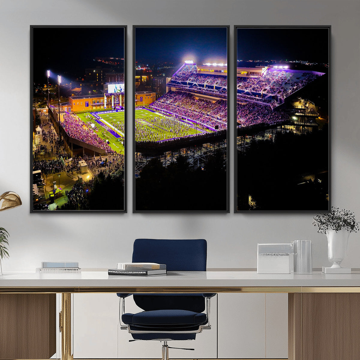 400867JMU2-MGV-CV-36X24 - JMU Stadium Wall Art Canvas Print for Game Room Decor - James Madison University Stadium