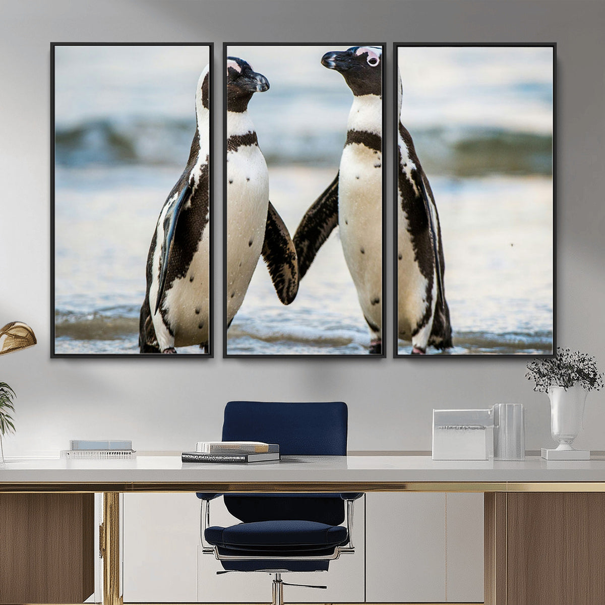 64870405-MGV-TP-30X20 - African Penguins Boulders Beach Wall Art Canvas Print, Cute Penguin Couple Photo Print