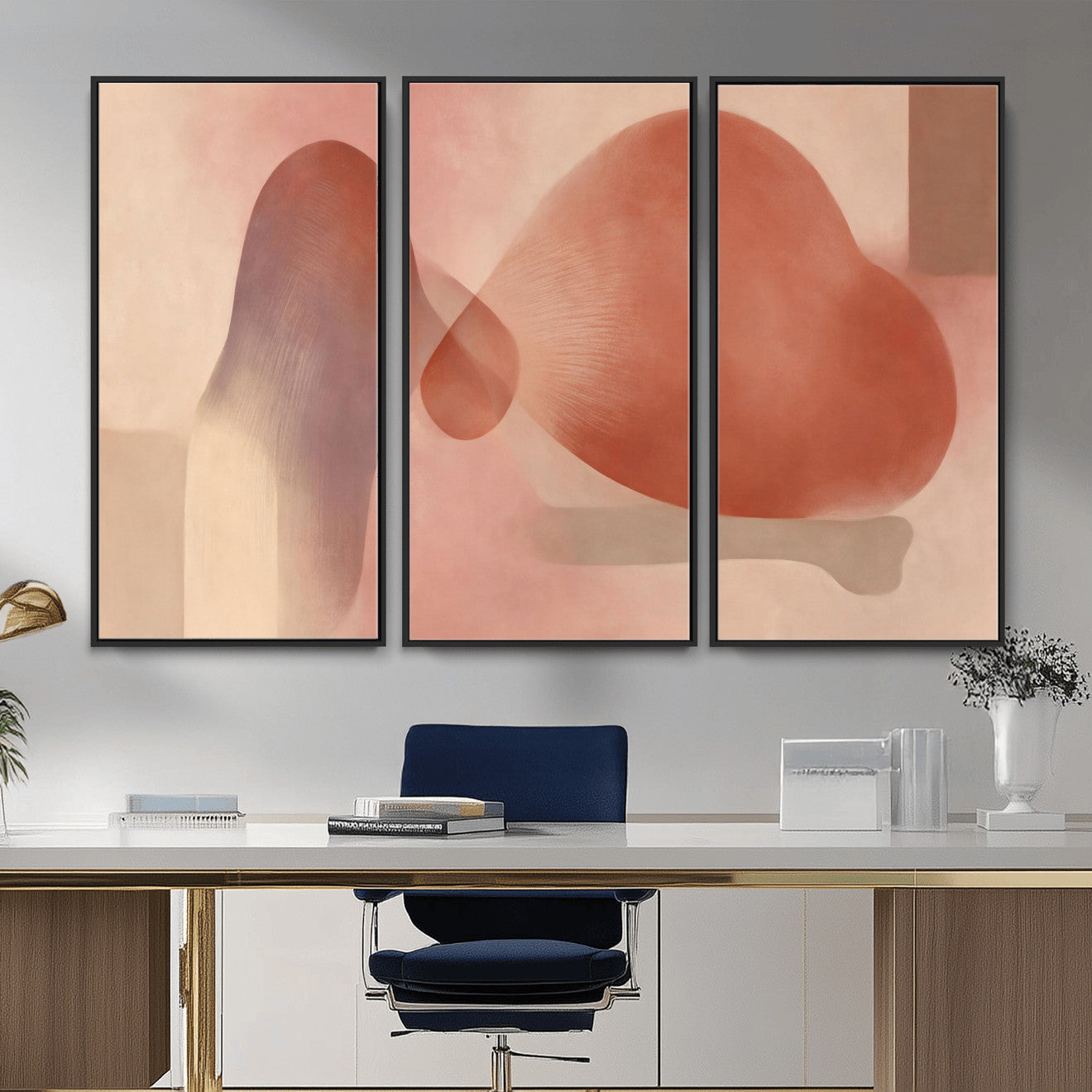 85110643-MGV-CV-36X24 - Vinna Begin Calin Biomorphic Abstract Wall Art Canvas Print, Terracotta Pink Organic Shapes Art Painting Print