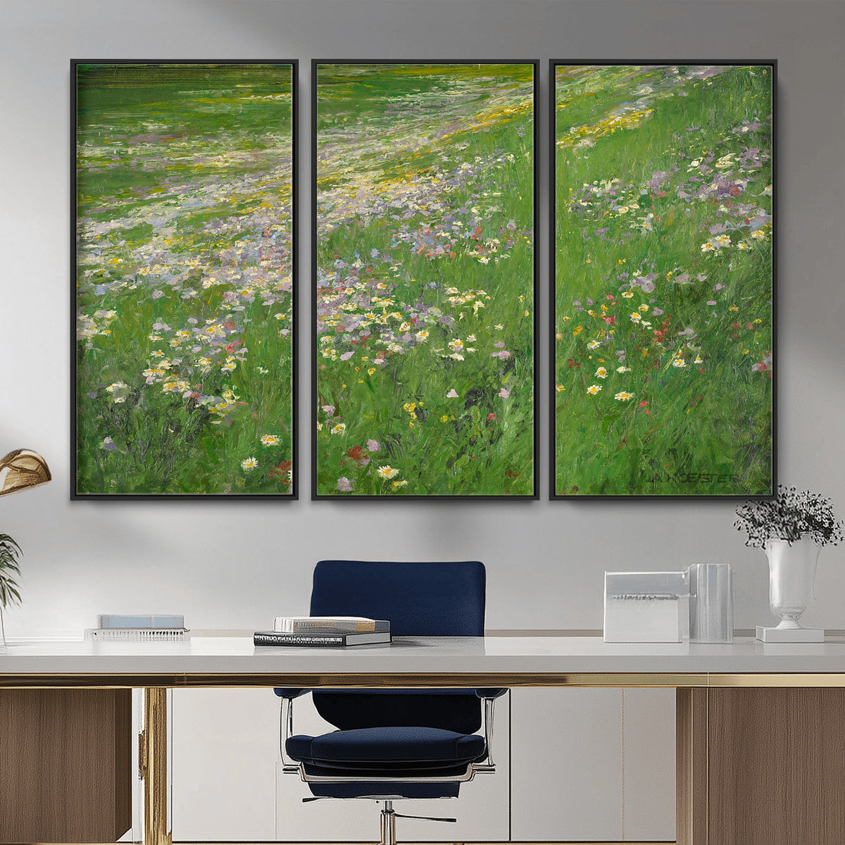 63535040-MGV-CV-36X24 - Alexander Koester Flower Meadow Canvas Wall Art, Vintage Landscape Print