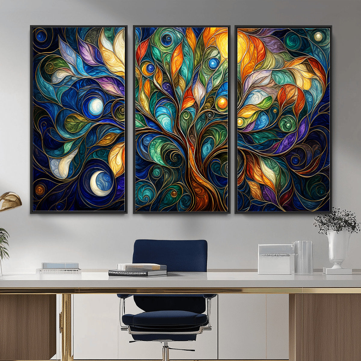 60127105-MGV-CV-36X24 - Psychedelic Tree Of Life Wall Art - Vibrant Swirl Cosmic Nature Decor