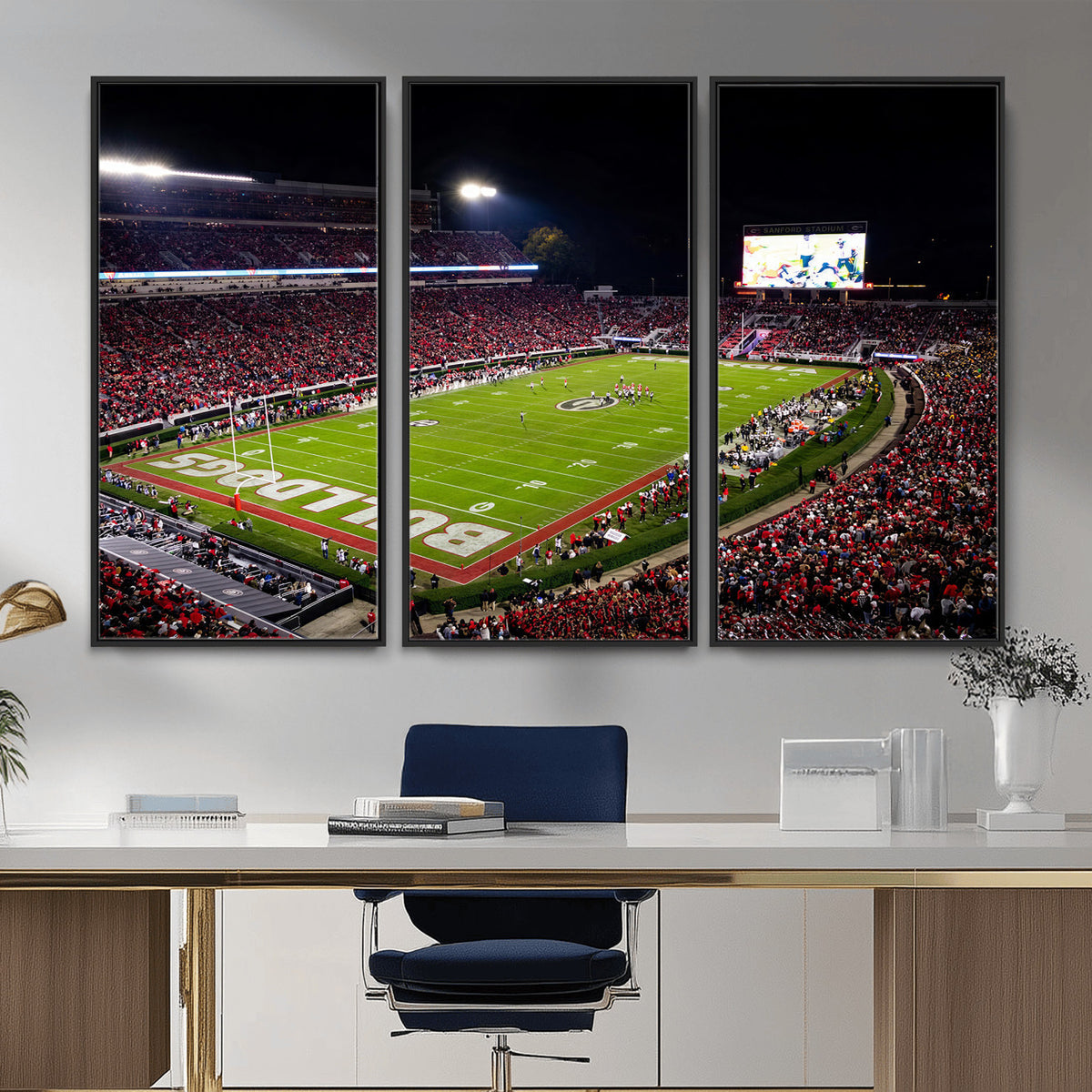 12753057-MGV-TP-30X20 - Sanford Stadium Night Game Canvas Wall Art - Georgia Bulldogs Football Stadium Print