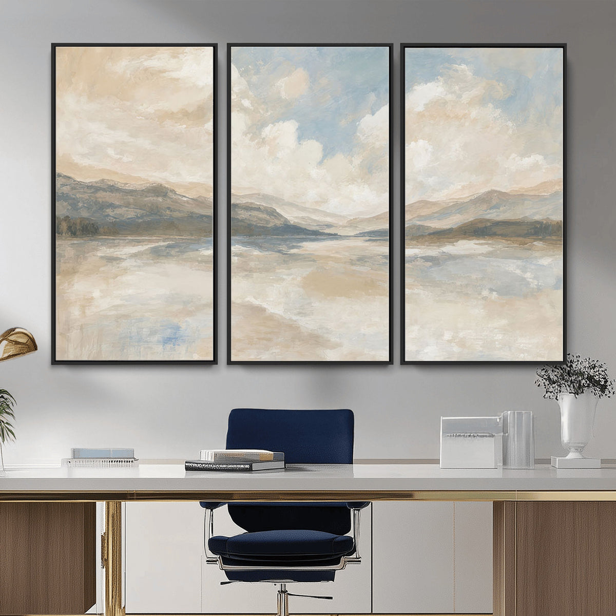 12998065-MGV-CV-36X24 - Serene Mountain and Lake Landscape Canvas Wall Art