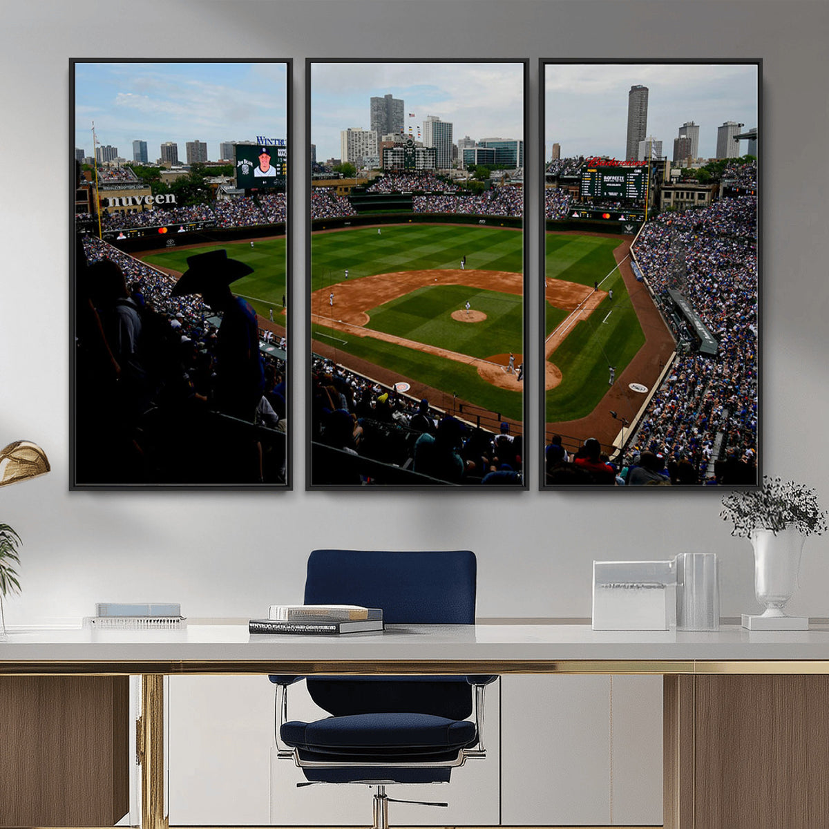 34859D-MGV-CV-36X24 - Chicago Cubs Baseball Team Print - Wrigley Field Stadium