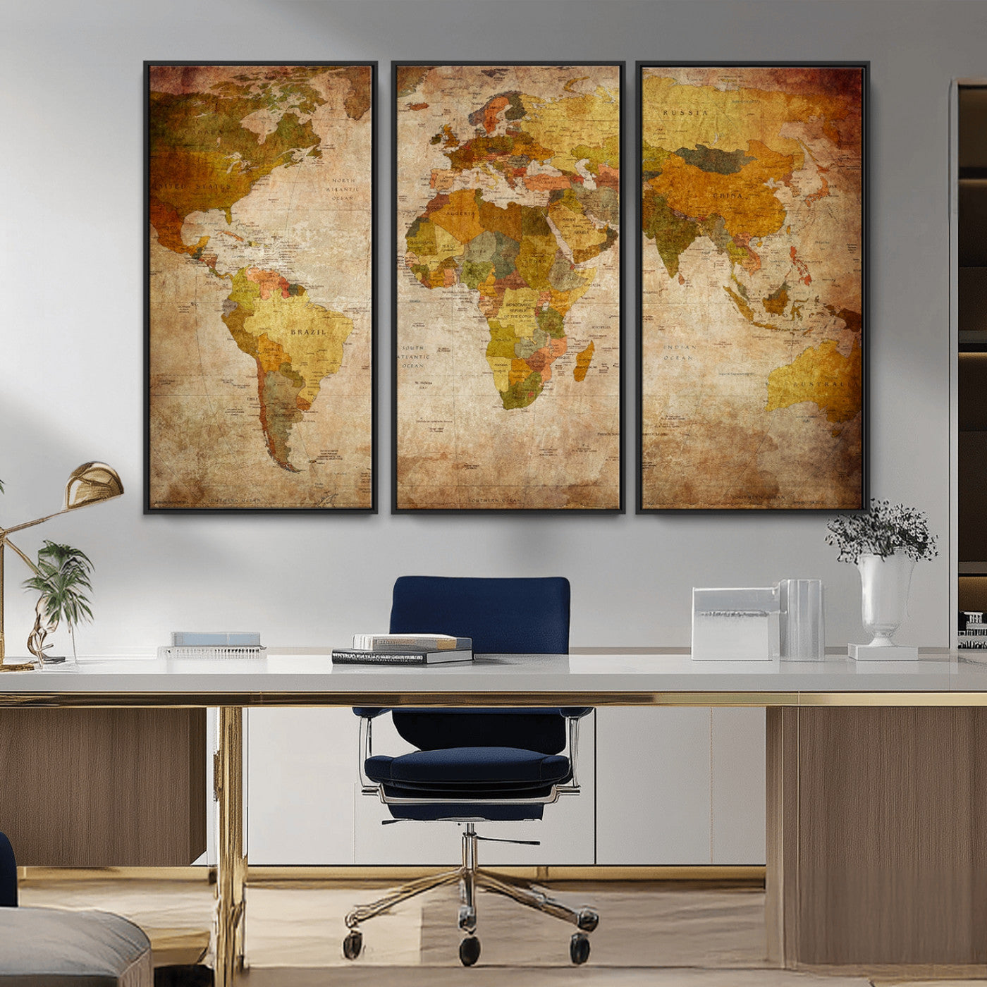 MGV-FC-48X32-3P - Push Pin World Map Canvas Print – Framed Wall Art for Couples to Track Their Travels – Anniversary