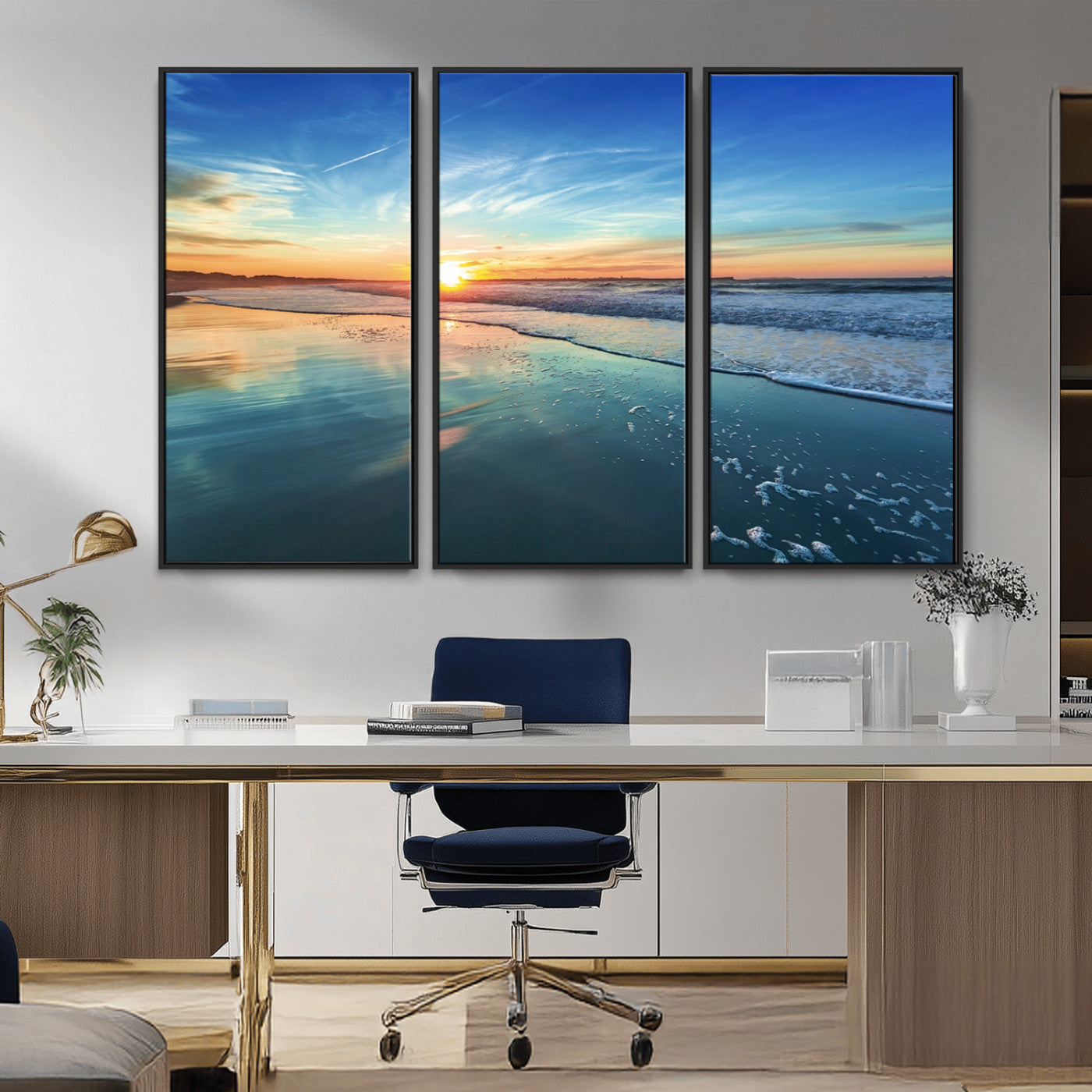 MGV-FC-48X32-3P - Blue Sky and Beach Wall Art Canvas Print