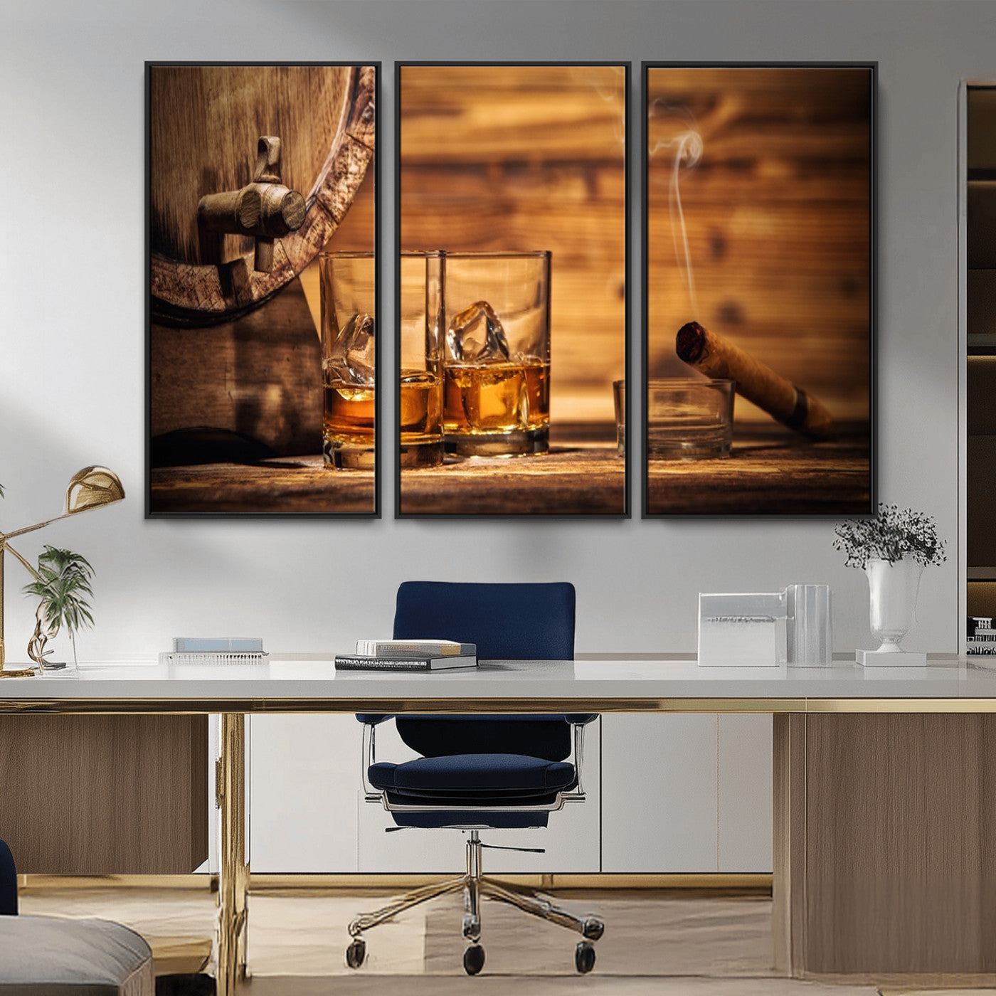 MGV-FC-48X32-3P - Rustic Whiskey and Barrel Canvas Print