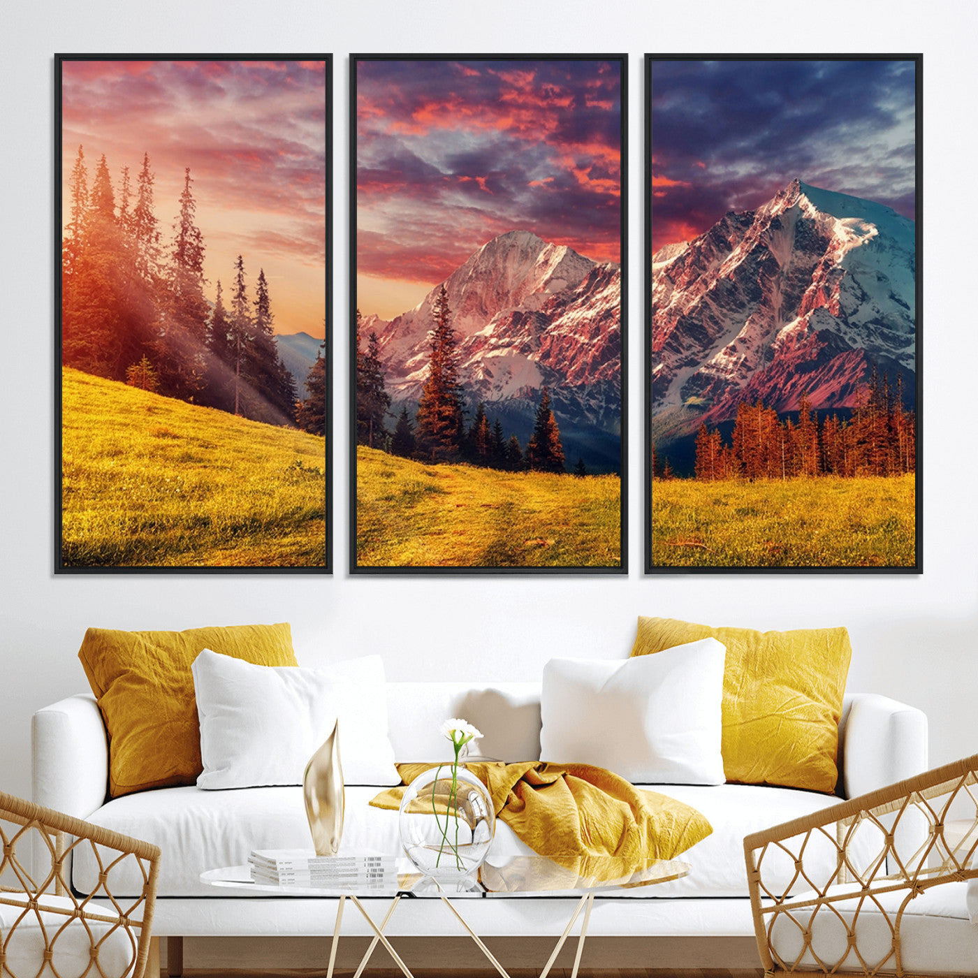48448-MGV-CV-36X24-Mountain and Daylight Red Sunset Wall Art Canvas Print
