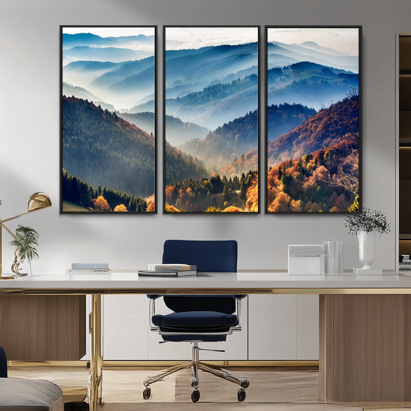 MGV-FC-48X32-3P - Mountains Forest Autumn Wall Art Canvas Print