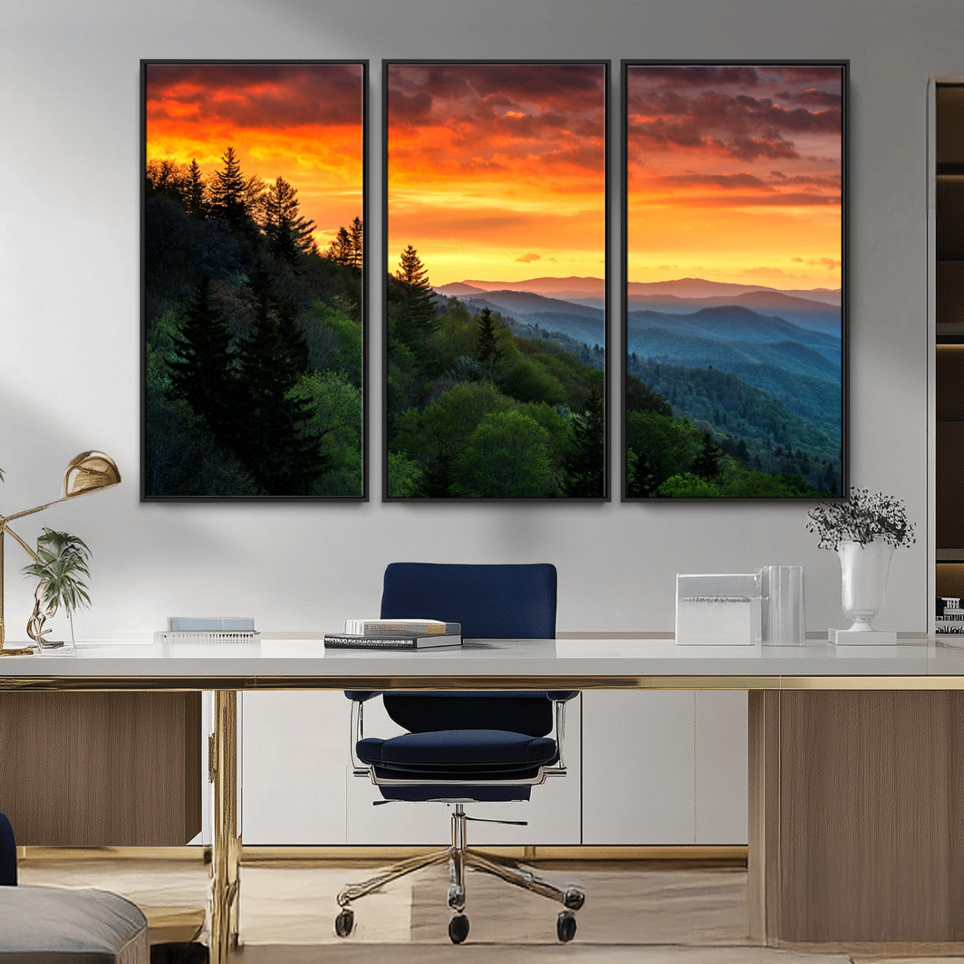 MGV-FC-48X32-3P - Forest Landscape Wall Art Sunset Canvas, Forest Sunset Canvas Print