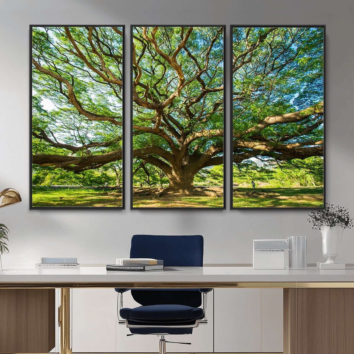 70569-MGV-CV-24X16 - Majestic Oak Tree Wall Art | Serene Nature Canvas Print with Spreading Branches