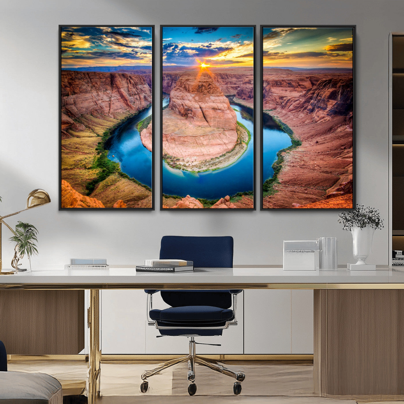 MGV-FC-48X32-3P - Sunset on the Horseshoe Bend Grand Canyon, Horseshoe Bend Grand Canyon Canvas Wall Art Print