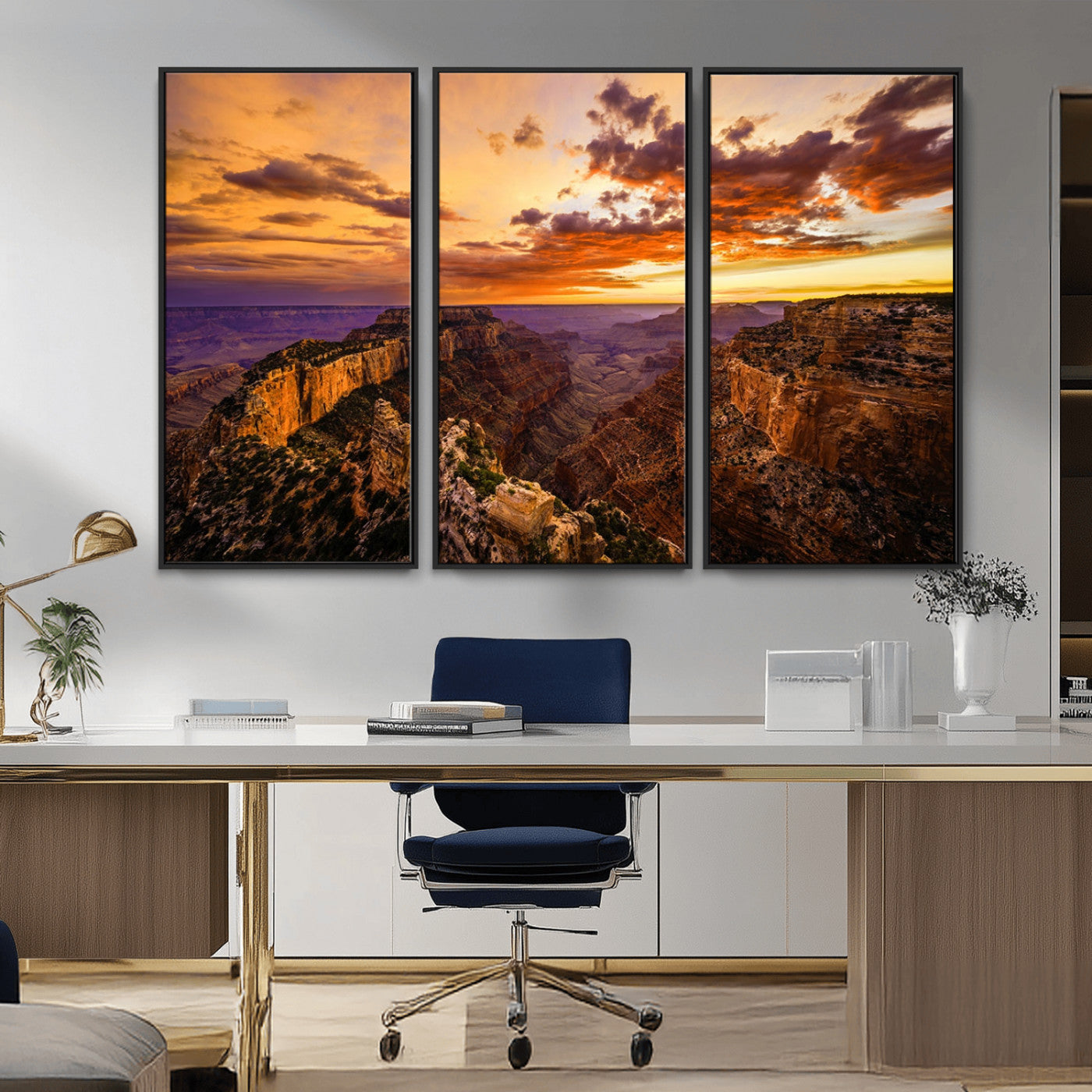MGV-FC-48X32-3P - Mesmerizing Sunset from Grand Canyon Nal Park Wall Art, Grand Canyon Canvas Print