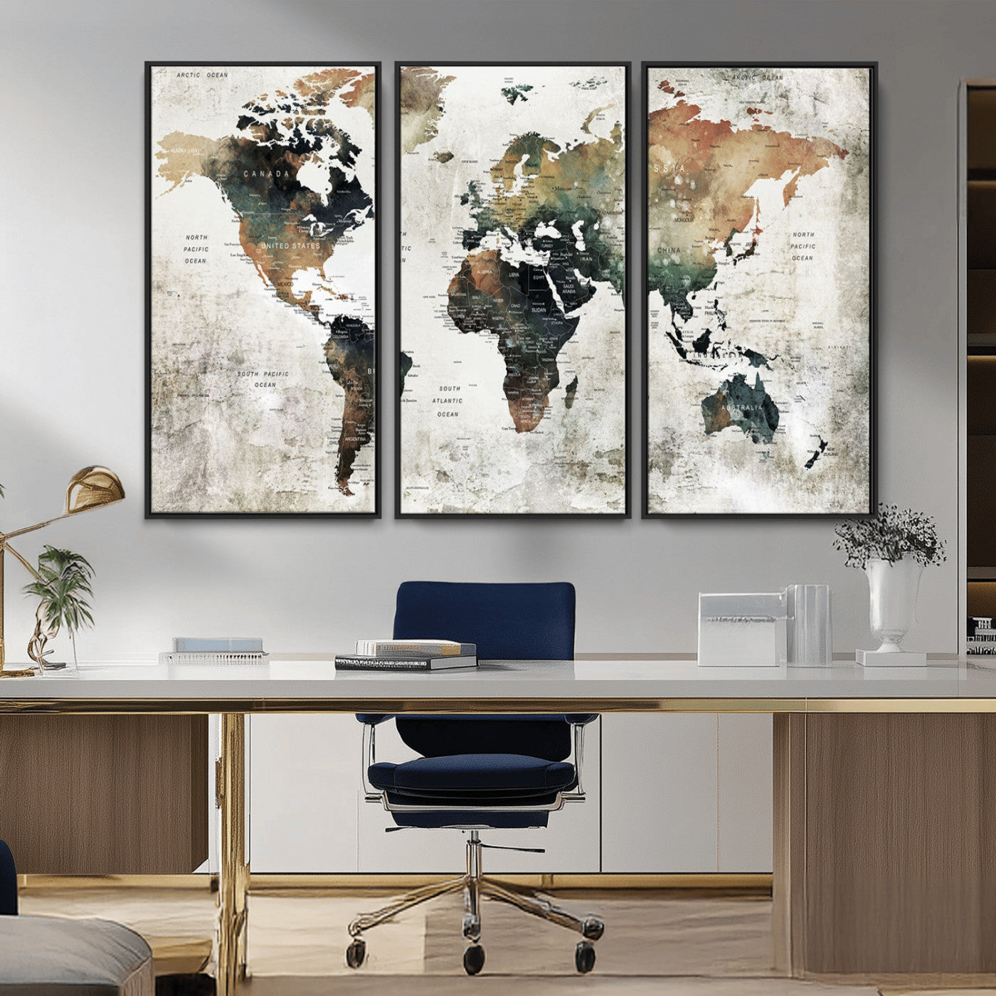MGV-FC-48X32-3P - Push Pin World Map Canvas Print – Framed Wall Art for Couples to Track Their Travels – Anniversary