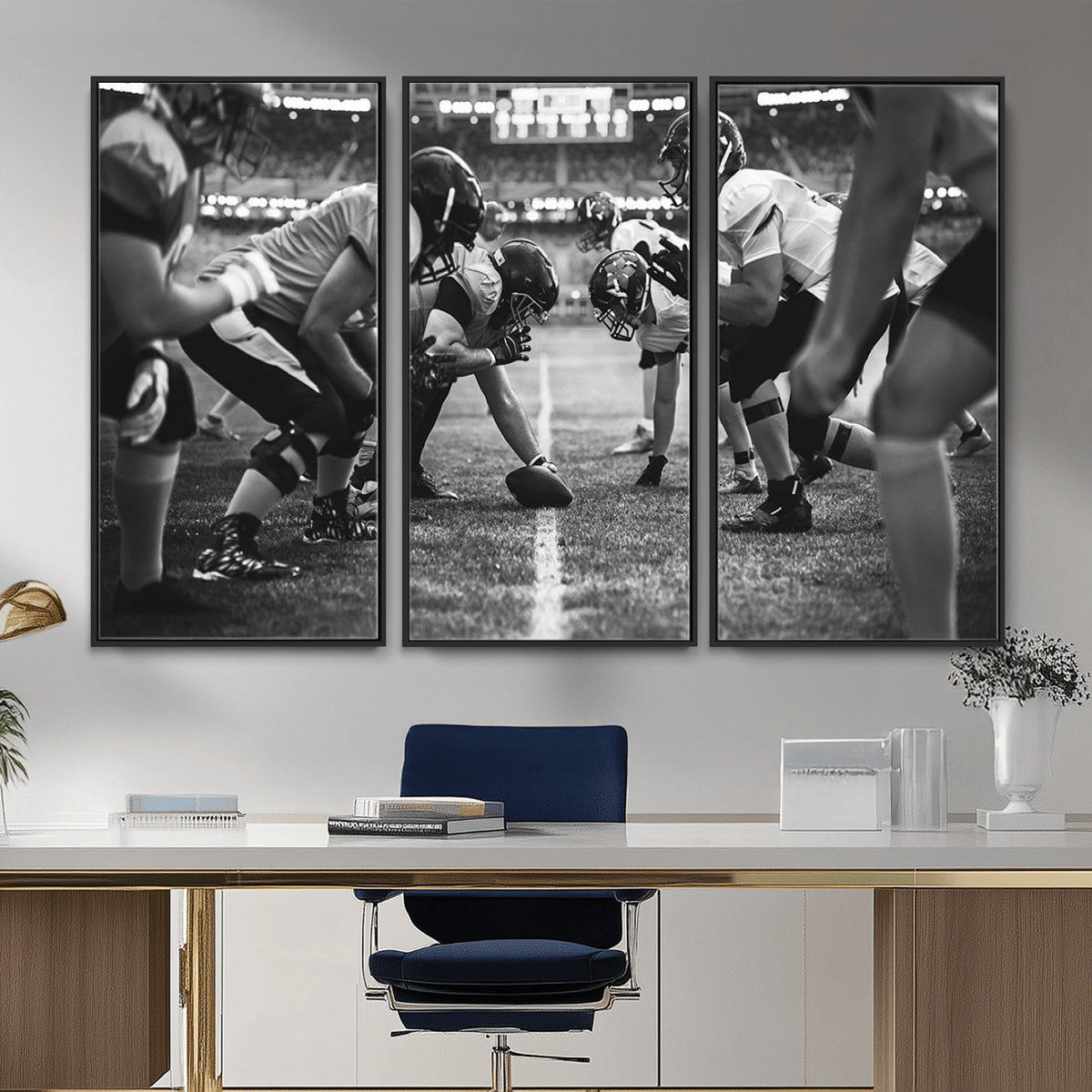 13273-MGV-CV-36X24 - American Football Wall Art Canvas Print Framed Stadium Sport