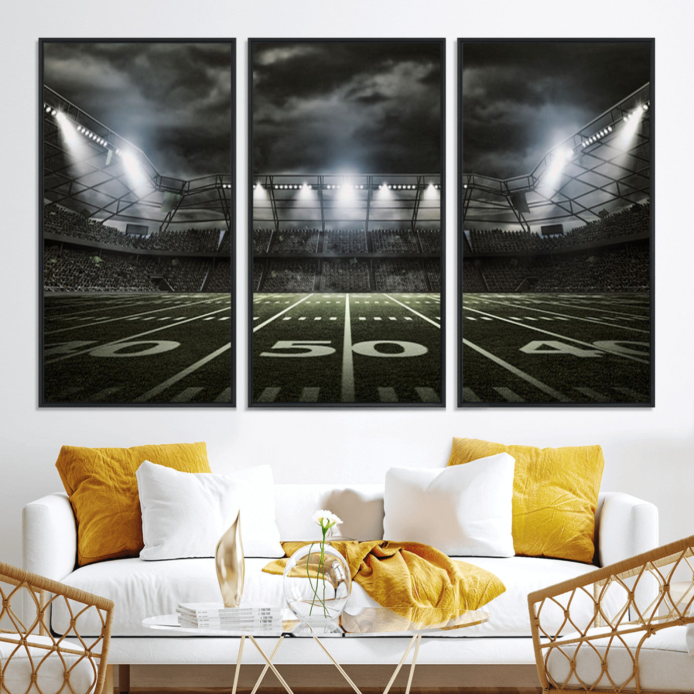 90107-MGV-CV-36X24-American Football Stadium Wall Art Canvas Print, Stadium Sport Wall Art Print