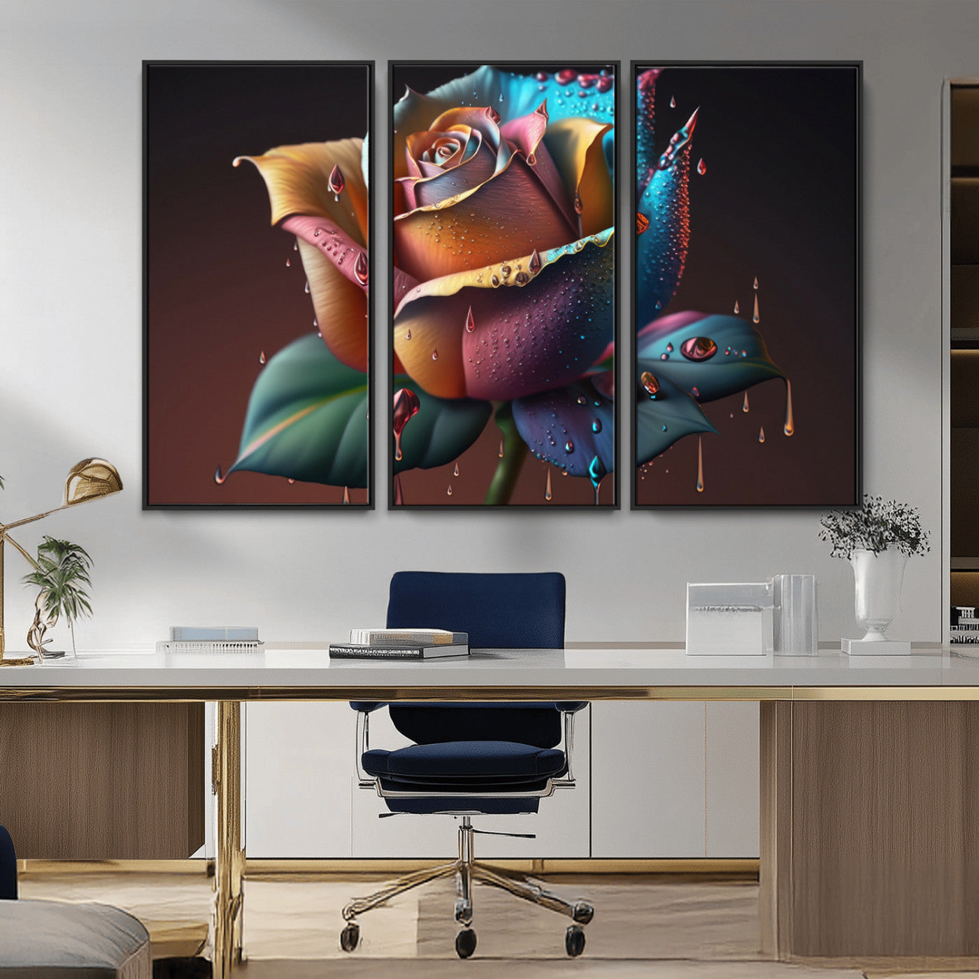 MGV-FC-48X32-3P - Abstract Rose Wall Art Canvas Print