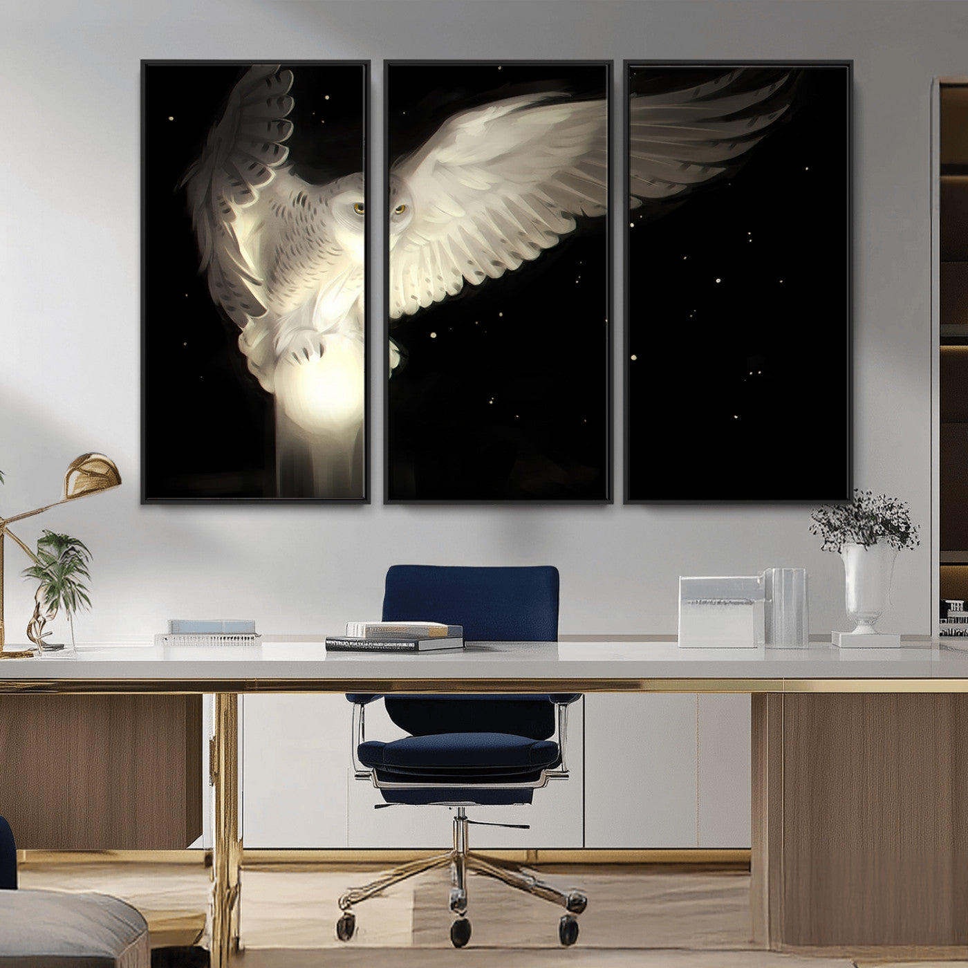 MGV-FC-48X32-3P - Night Owl Art -  Illuminating the Darkness – Unique Animal-Inspired Wall Art for Modern Decor |
