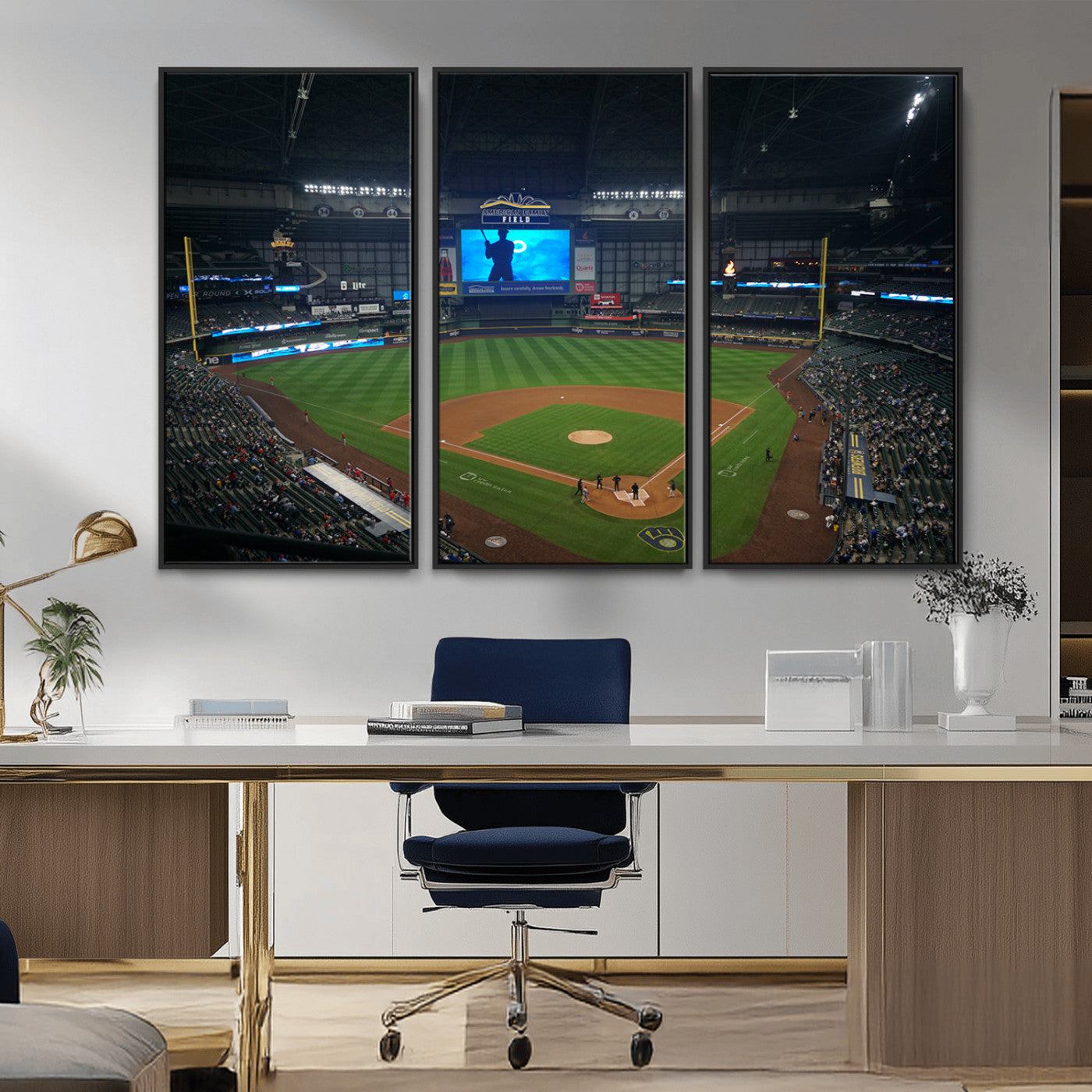 MGV-FC-48X32-3P - Milwaukee Brewers Baseball Art Print - American Family Field Stadium Wall Art Canvas Print