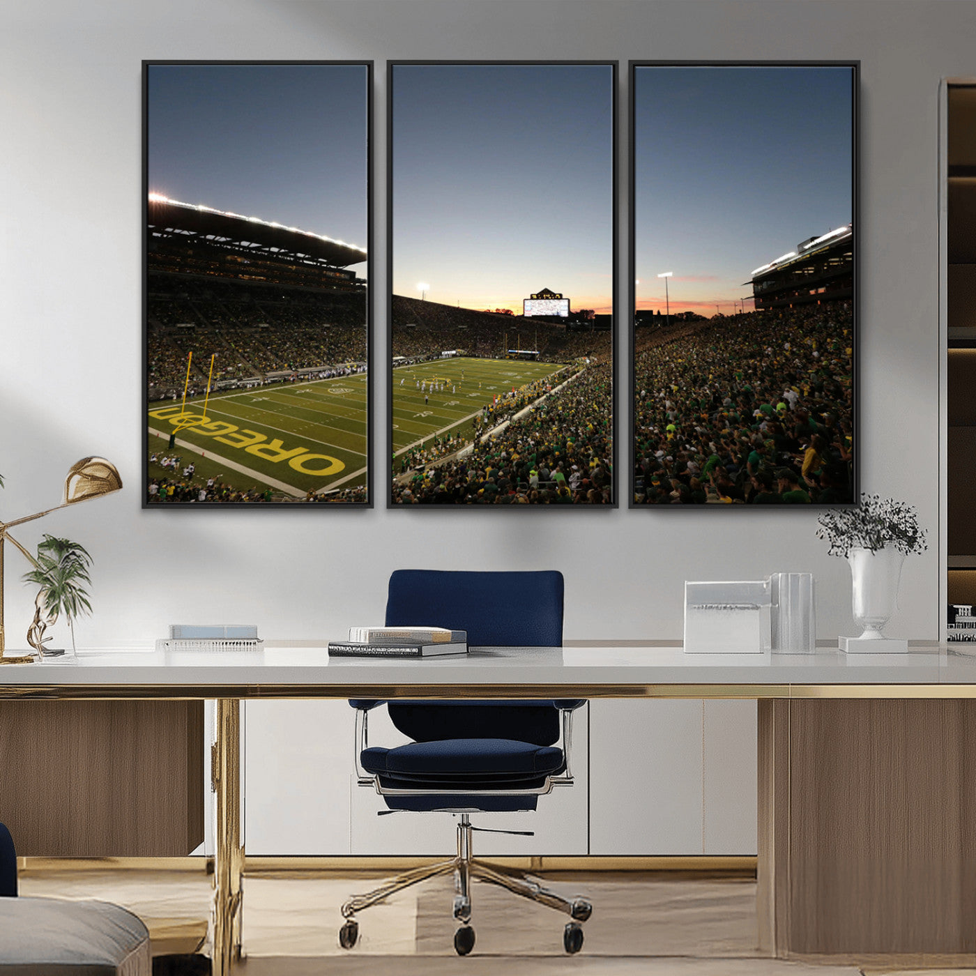 MGV-FC-48X32-3P - Oregon Ducks Football Team Print - Eugene Autzen Stadium Wall Art Canvas Print