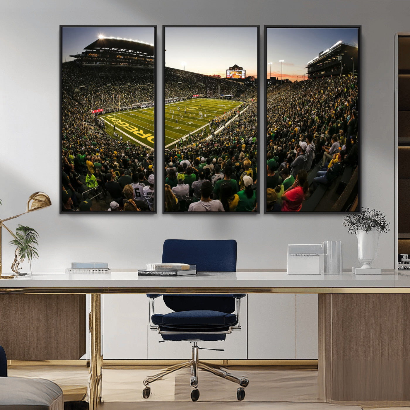 MGV-FC-48X32-3P - Oregon Stadium Canvas Wall Art - Captivating Game Day Scene at Autzen Stadium, Oregon Ducks Football