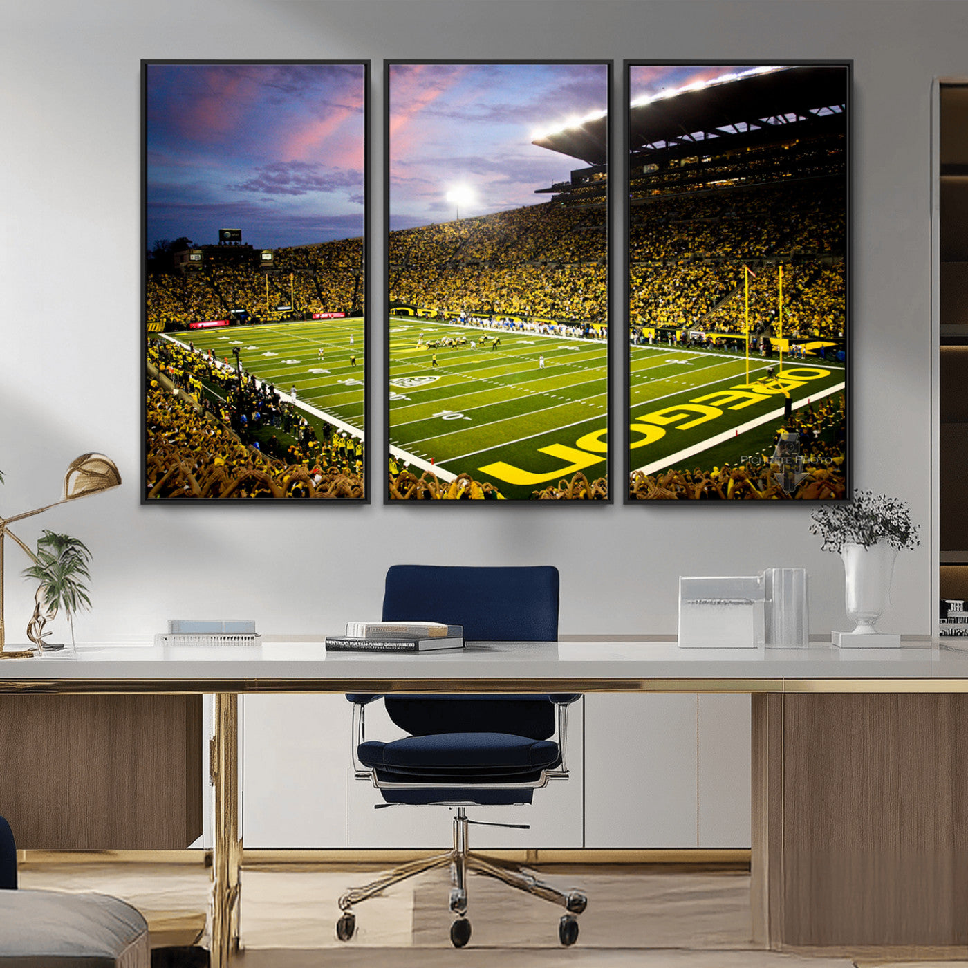 MGV-FC-48X32-3P - University of Oregon Ducks Football Team Print - Eugene Autzen Stadium Wall Art Canvas Print
