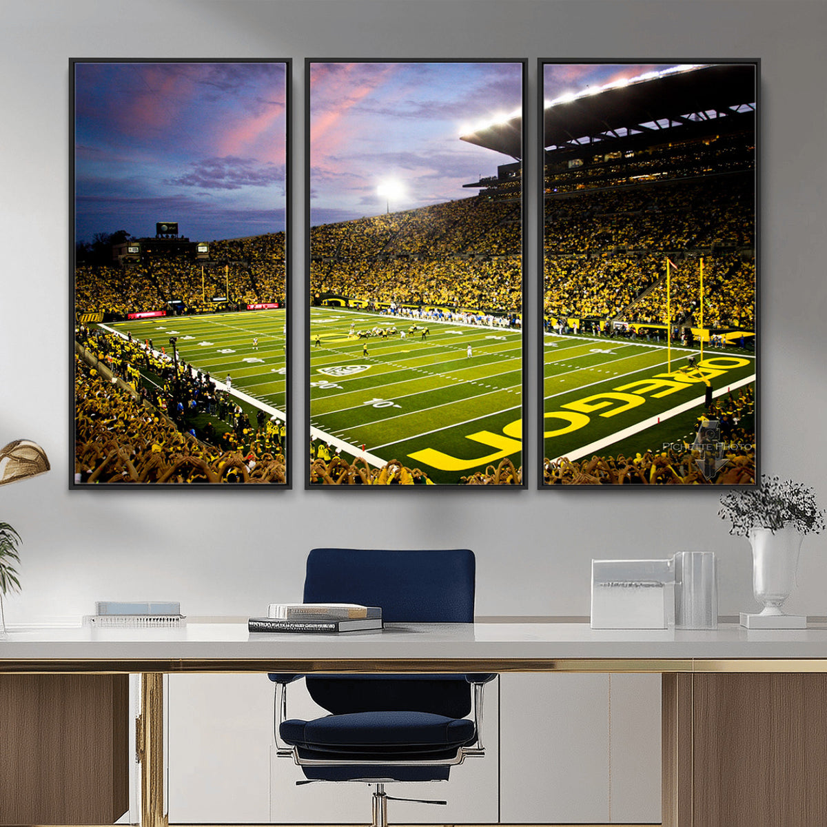 72017-MGV-CV-36X24 - University of Oregon Ducks Football Team Print, Eugene, Framed and Ready to Hang