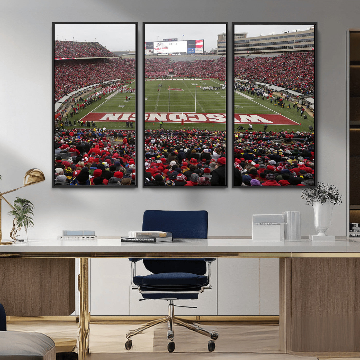 MGV-FC-48X32-3P - Wisconsin Badgers Team Print Canvas - Madison Camp Randall Stadium Wall Art Canvas Print