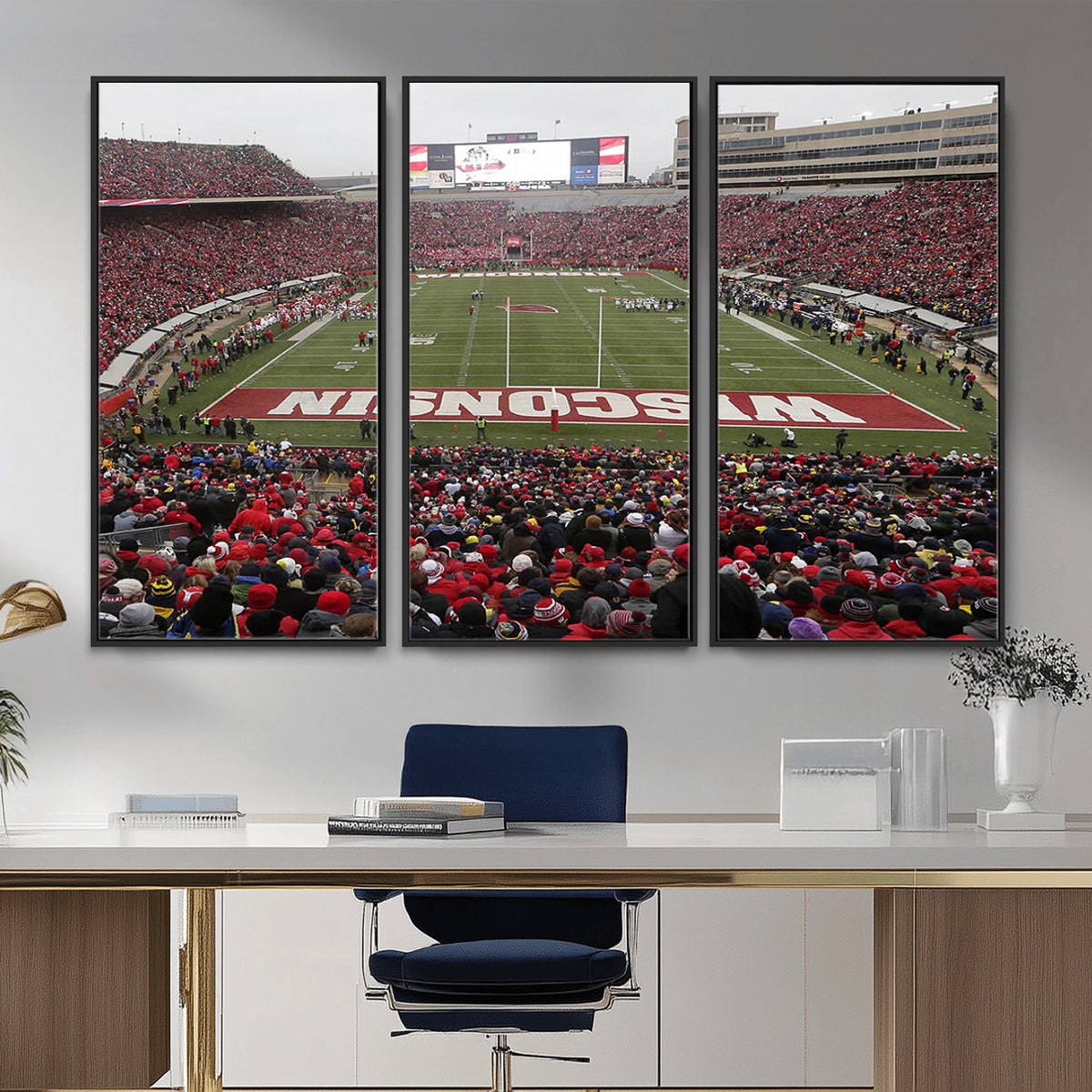 23461-MGV-CV-36X24 - Wisconsin Badgers Team Print Canvas, Madison Camp Randall Stadium Wall Art