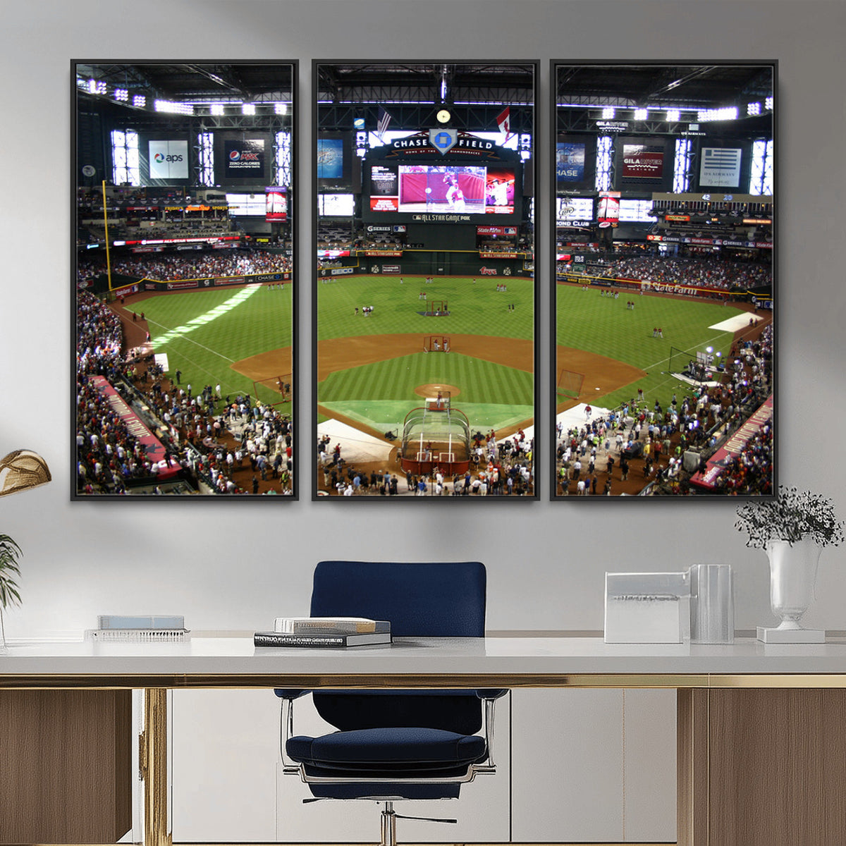 91630-MGV-CV-36X24 - Arizona Diamondbacks Baseball Team Print, Phoenix Chase Field Baseball Stadium Wall Art