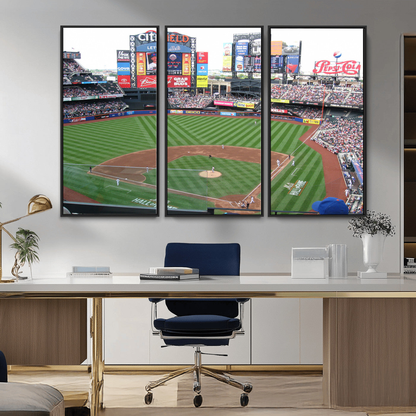 MGV-FC-48X32-3P - New York Mets Baseball Team Print - Citi Field Baseball Stadium Wall Art Canvas Print