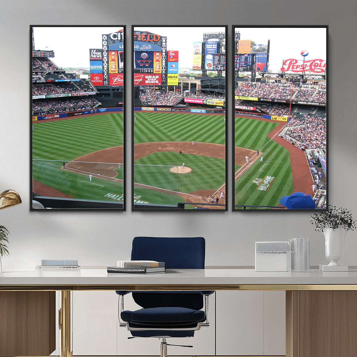 64829-MGV-CV-36X24 - New York Mets Baseball Team Print, Citi Field Baseball Stadium Wall Art