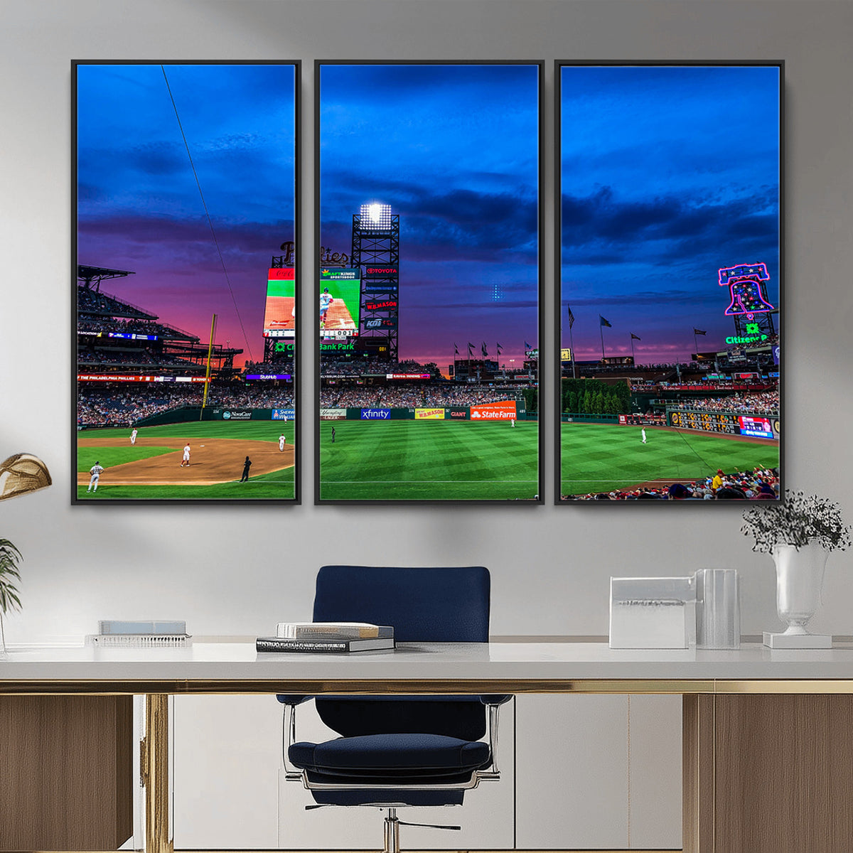 20427-MGV-CV-36X24 - Philadelphia Phillies Baseball Team Print, Citizens Bank Park, Extra Large Game Room Wall Decor