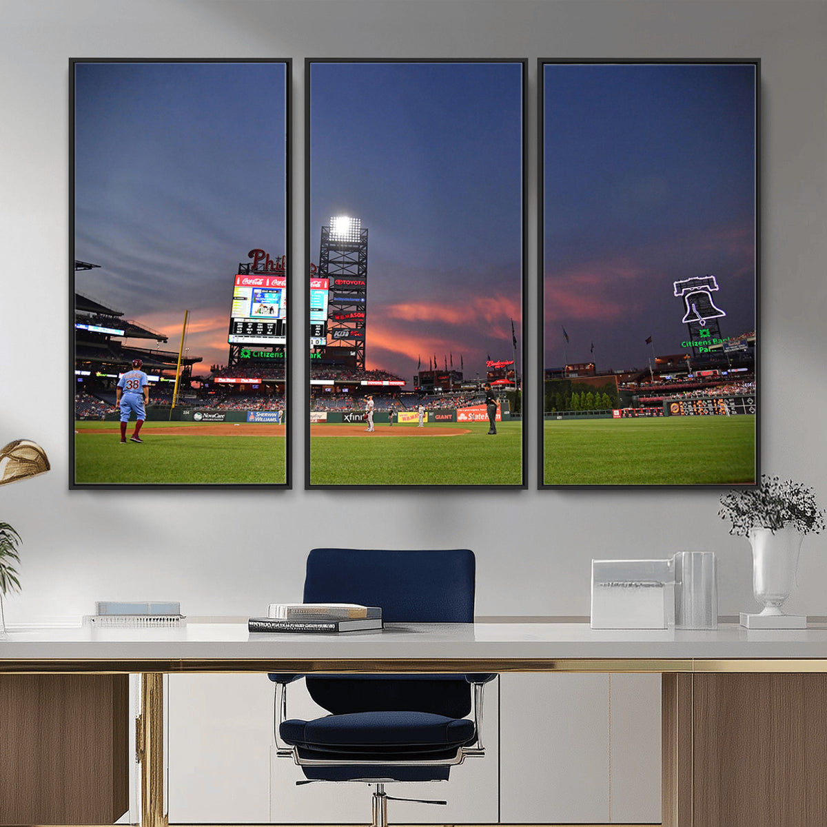 22594-MGV-CV-36X24 - Philadelphia Phillies Baseball Print - Philadelphia Citizens Bank Park Stadium Wall Art, Phillies