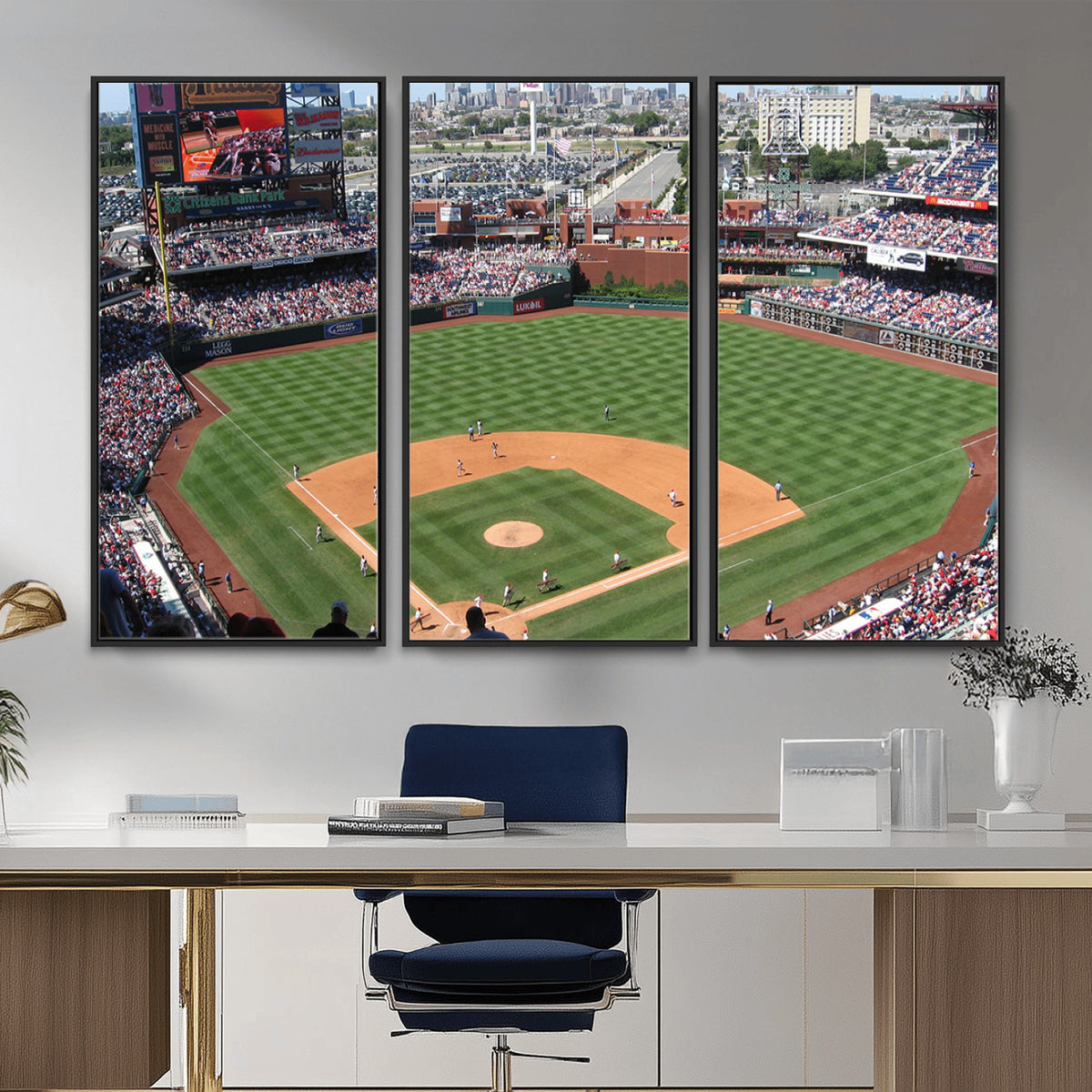 85755-MGV-CV-36X24 - Philadelphia Phillies Baseball Team Print - Philadelphia Citizens Bank Park Stadium Wall Art Canvas