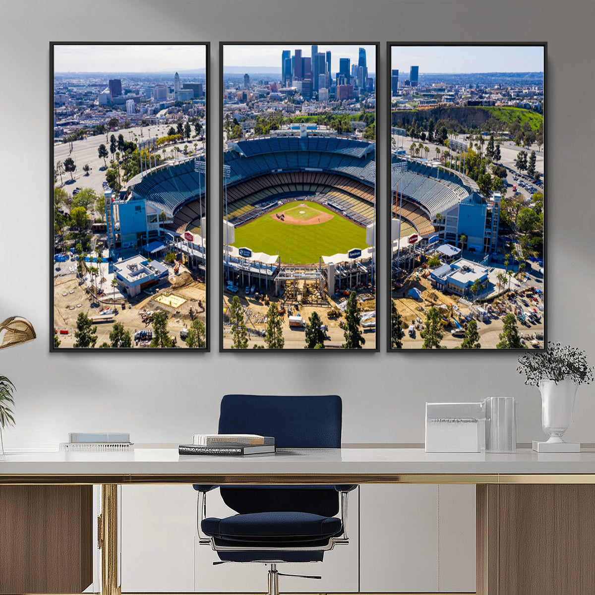 58596-MGV-CV-36X24 - Los Angeles Dodgers Dodger Stadium Wall Art Canvas Print, Extra Large Game Room Wall Decor