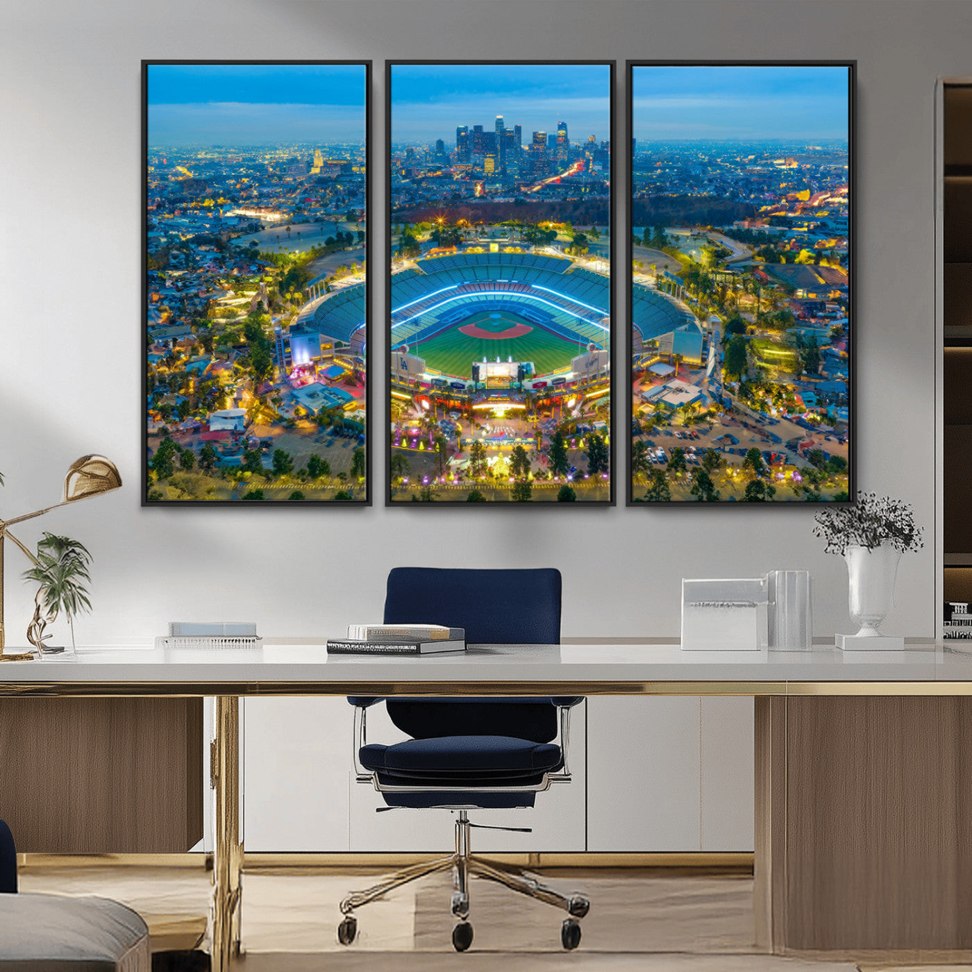 MGV-FC-48X32-3P - Los Angeles Dodgers Wall Art Canvas, Dodger Stadium Wall Art Canvas Print - MLB Baseball Stadium