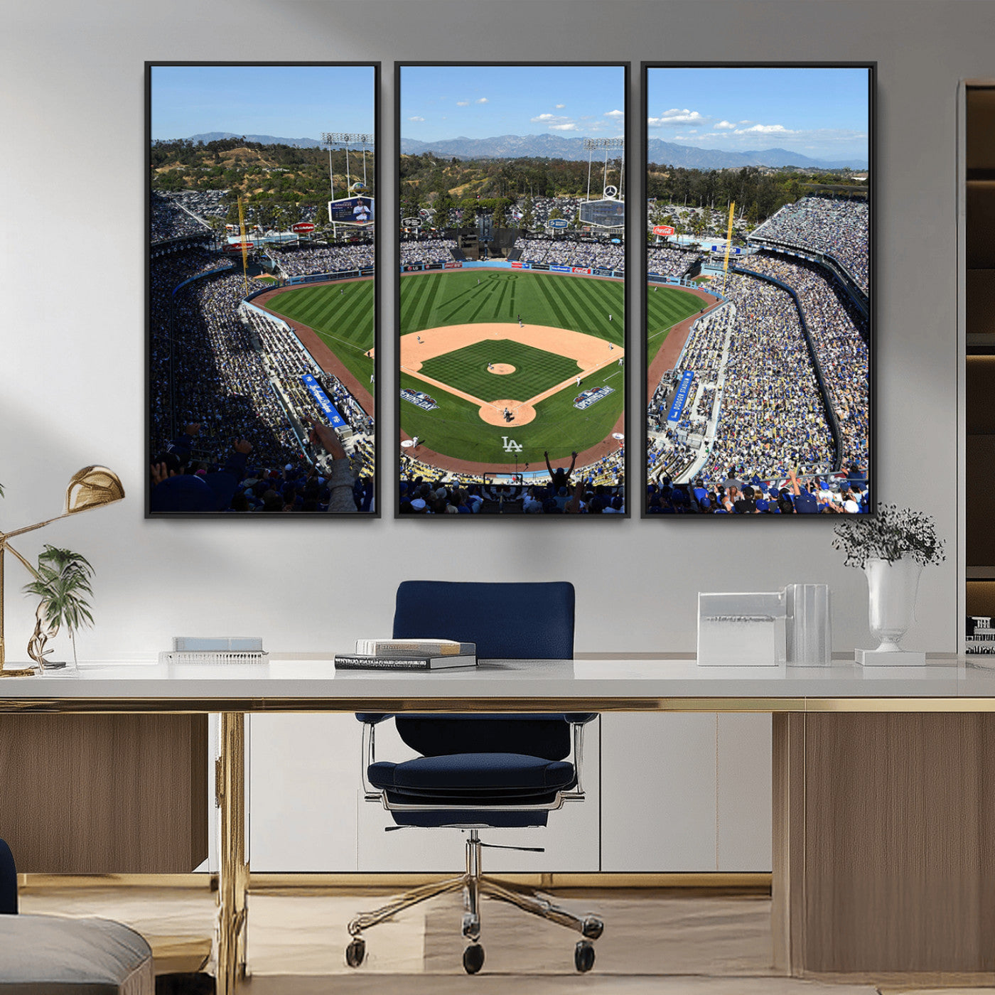 MGV-FC-48X32-3P - Los Angeles Dodgers Dodger Stadium Wall Art Canvas Print - MLB Baseball Stadium Wall Art Canvas
