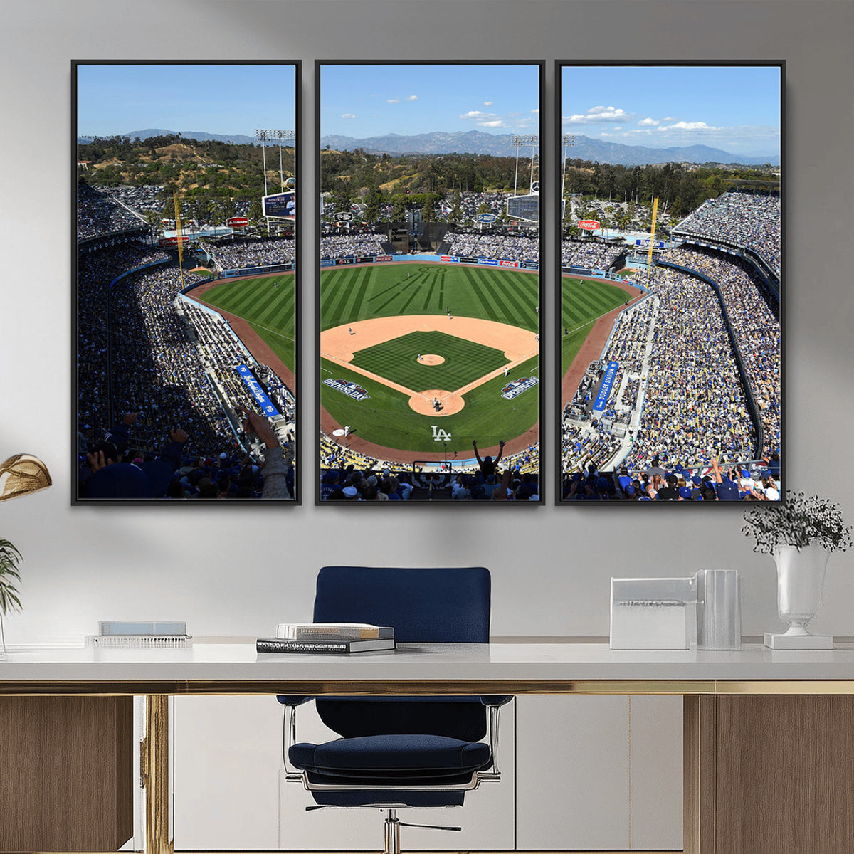 20436-MGV-CV-36X24 - Los Angeles Dodgers Dodger Stadium Wall Art Canvas Print, Framed and Ready to Hang