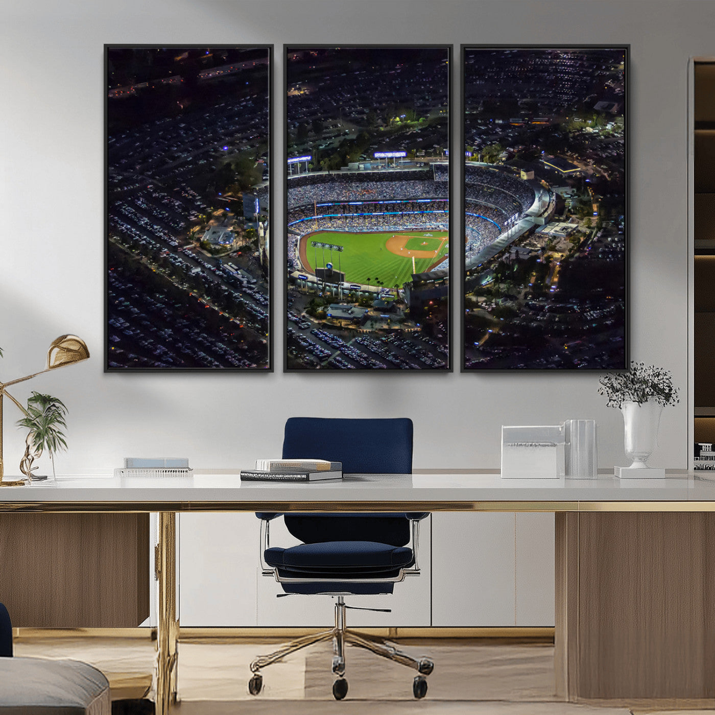 MGV-FC-48X32-3P - Los Angeles Dodgers Dodger Stadium Wall Art Canvas Print - MLB Baseball Stadium