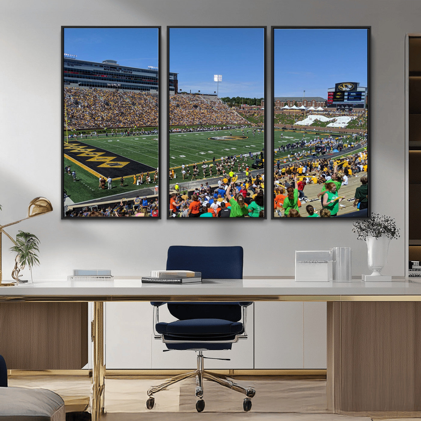 MGV-FC-48X32-3P - University of Missouri Tigers Football Team Print - Columbia Faurot Field Memorial Stadium Wall Art