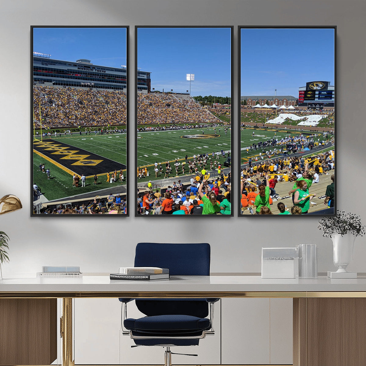 38399-MGV-CV-36X24 - University of Missouri Tigers Football Team Print, Columbia Faurot Field Memorial Stadium Wall Art