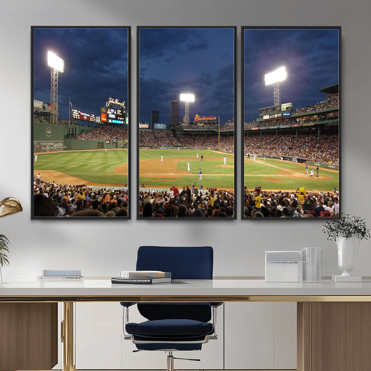 85099-MGV-CV-36X24 - Boston Red Sox Baseball Team Print Canvas, Massachusetts Fenway Park Stadium Wall Art
