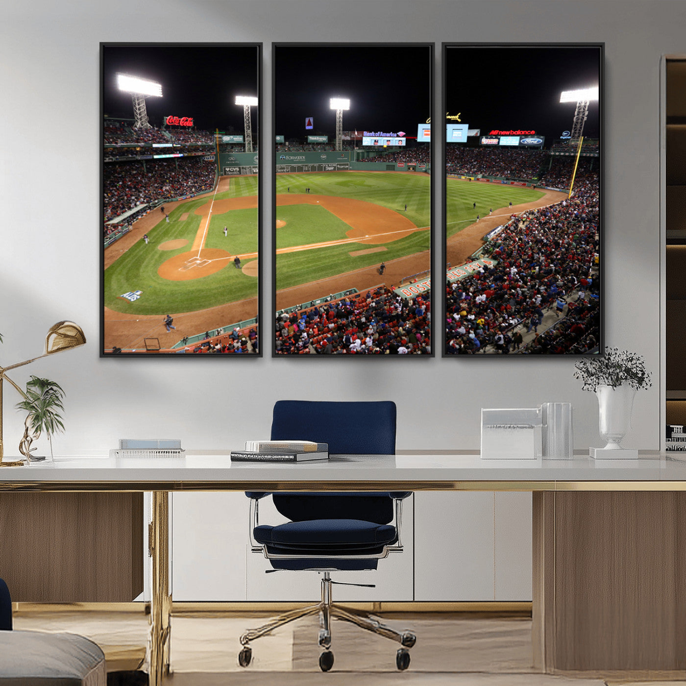 MGV-FC-48X32-3P - Boston Red Sox Baseball Team Print - Massachusetts Fenway Park Stadium Wall Art Canvas Print