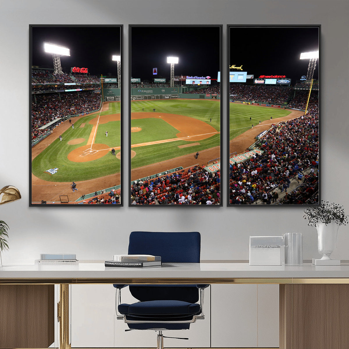 41158-MGV-CV-36X24 - Boston Red Sox Baseball Team Print, Massachusetts Fenway Park Stadium Wall Art