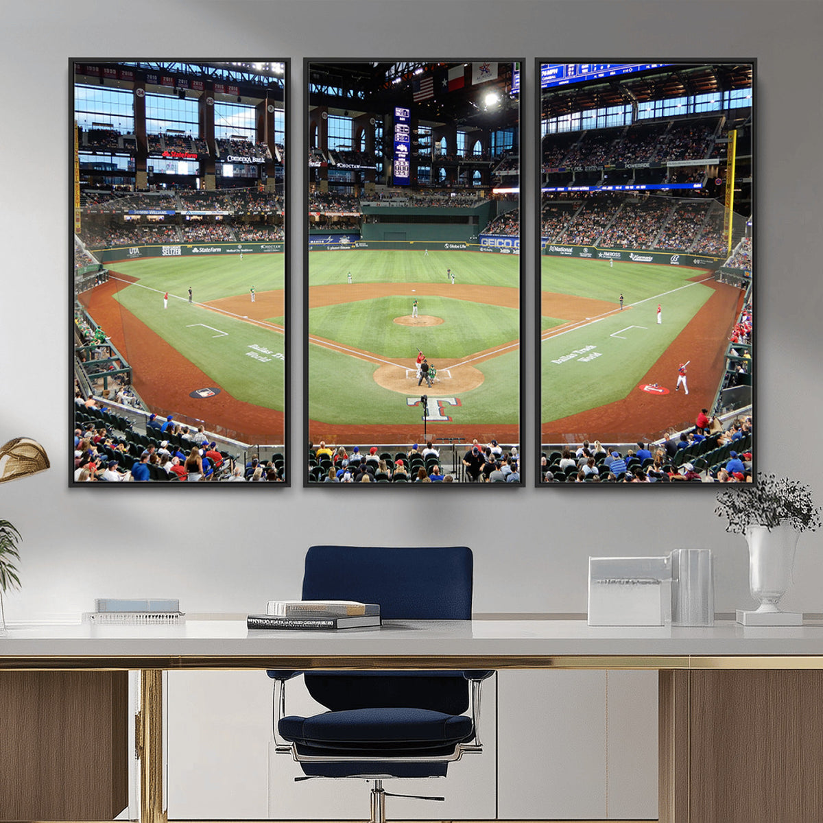 78468-MGV-CV-36X24 - Texas Rangers Baseball Team Print, Arlington Globe Life Field Stadium Wall Art