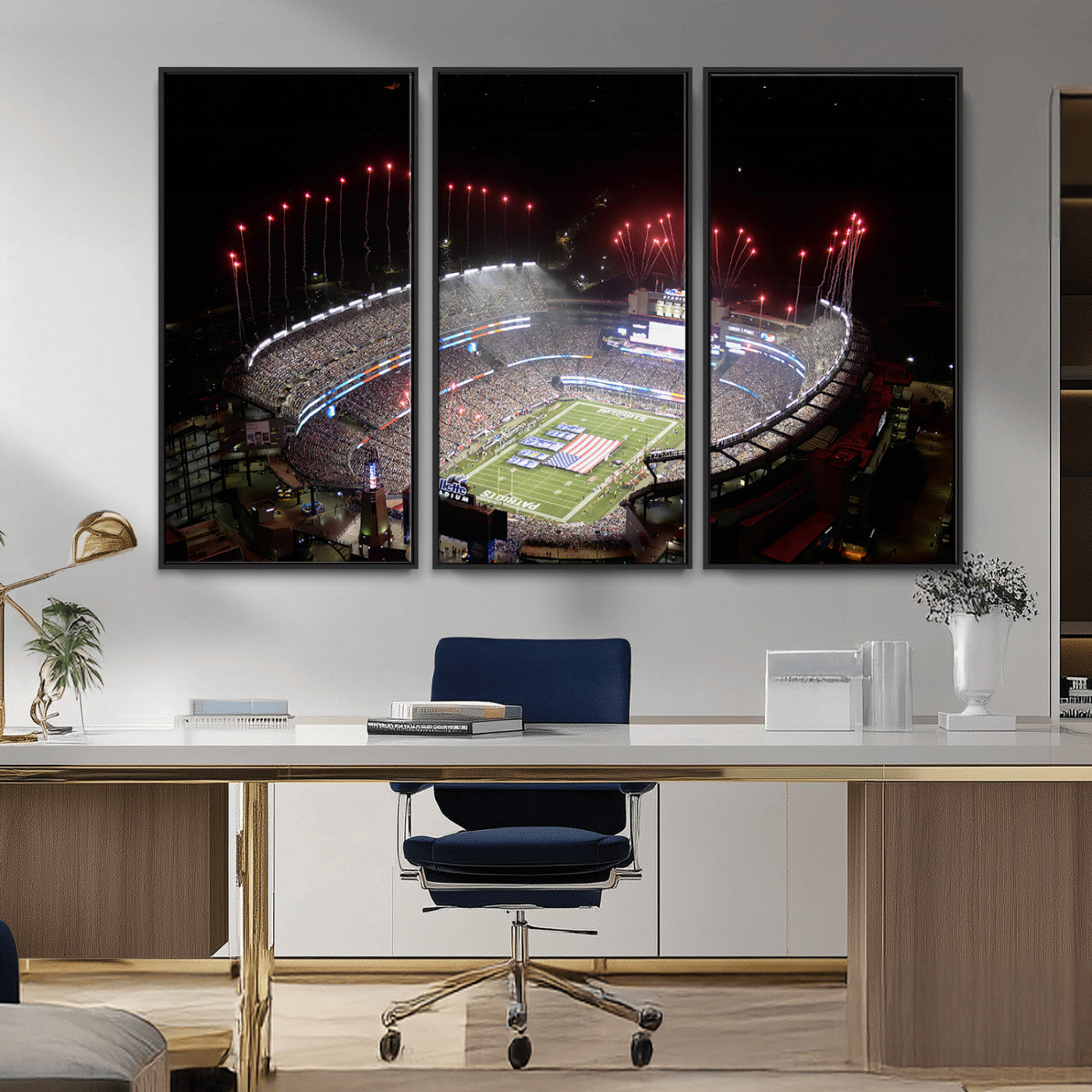 MGV-FC-48X32-3P - New England Patriots Team Print Wall Art- Foxborough Gillette Stadium Wall Art Canvas Print