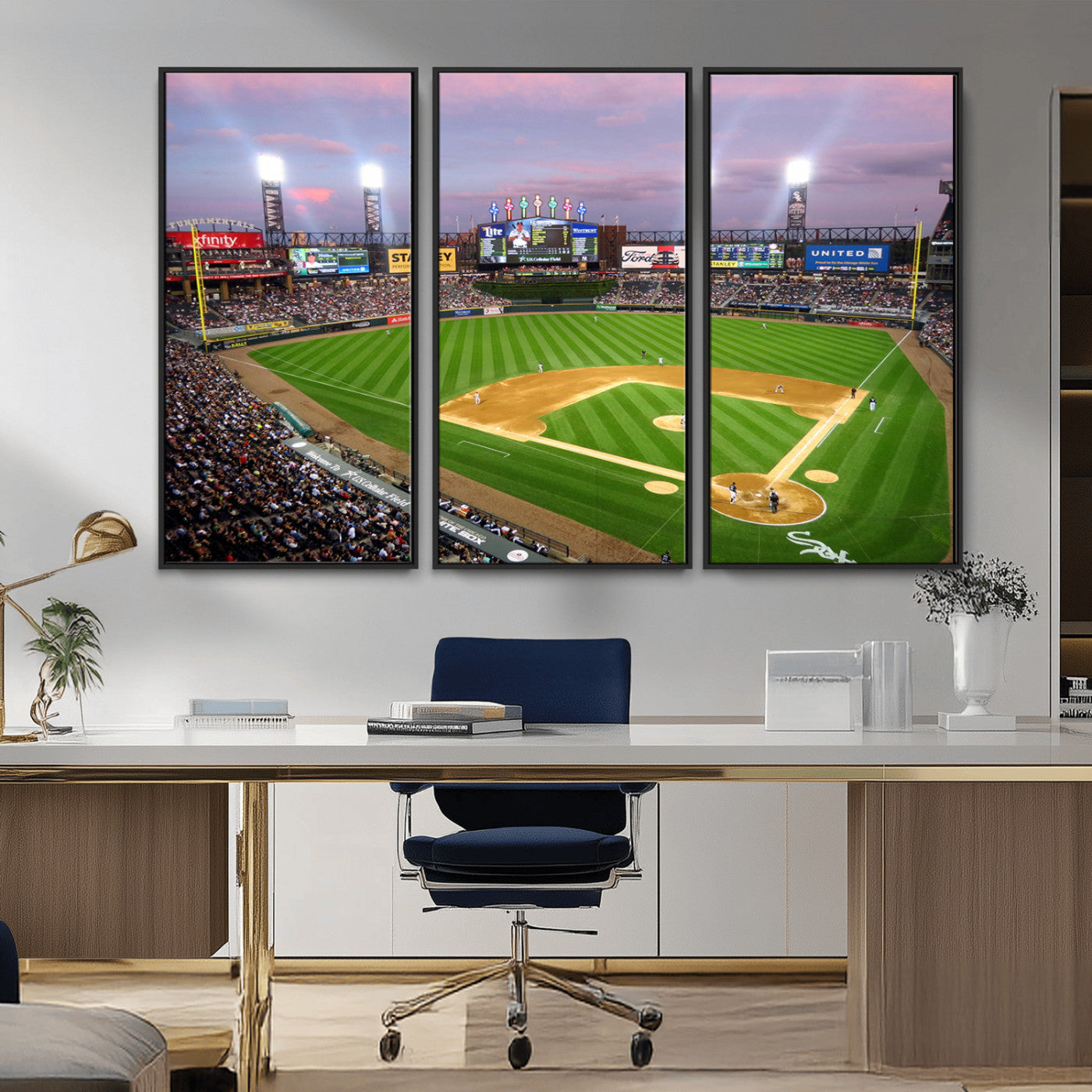 MGV-FC-48X32-3P - Chicago White Sox Baseball Team Print Canvas- Guaranteed Rate Field Stadium Wall Art Canvas Print